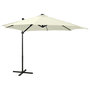 Voir la diapositive 1 : VIDAXL Parasol de jardin en porte-a-faux et mat et lumieres LED sable