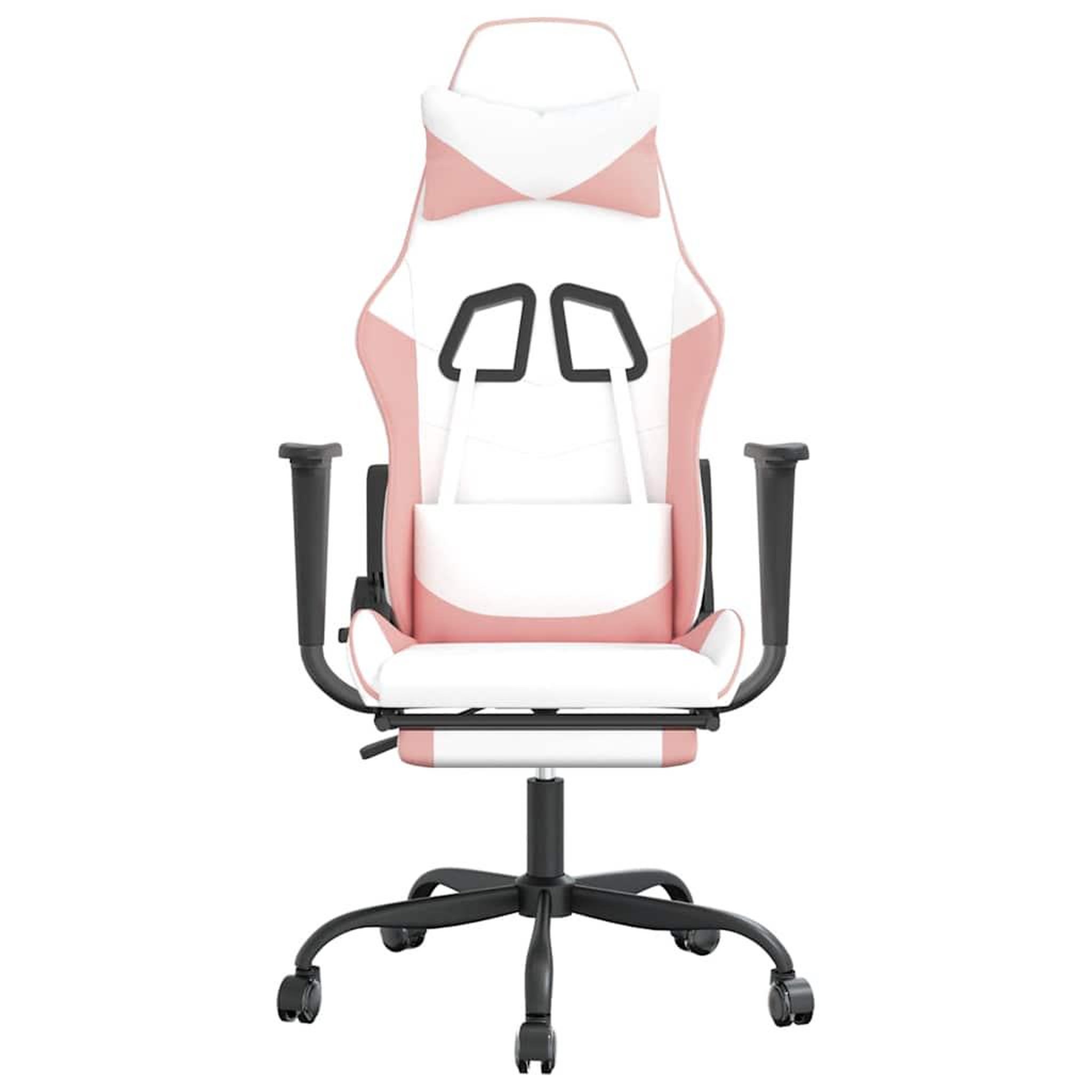 Voir la diapositive 4 : VIDAXL Chaise de jeu de massage avec repose-pied Blanc rose Similicuir