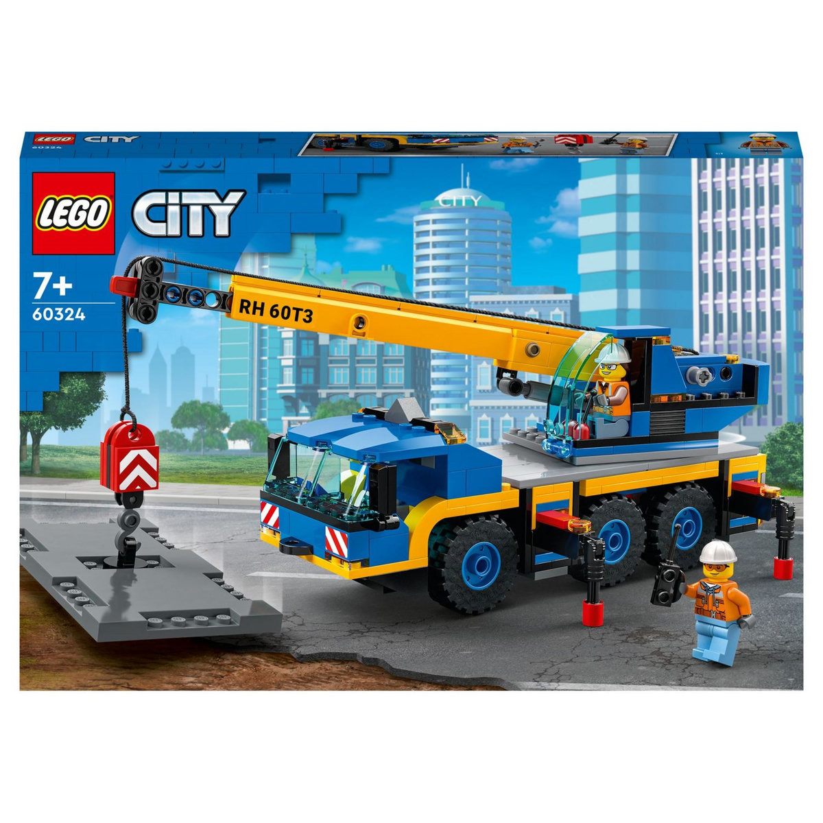 LEGO City 60324 - La Grue Mobile, Jouet Camion de Chantier, Cadeau Garçons et Filles de 7 Ans