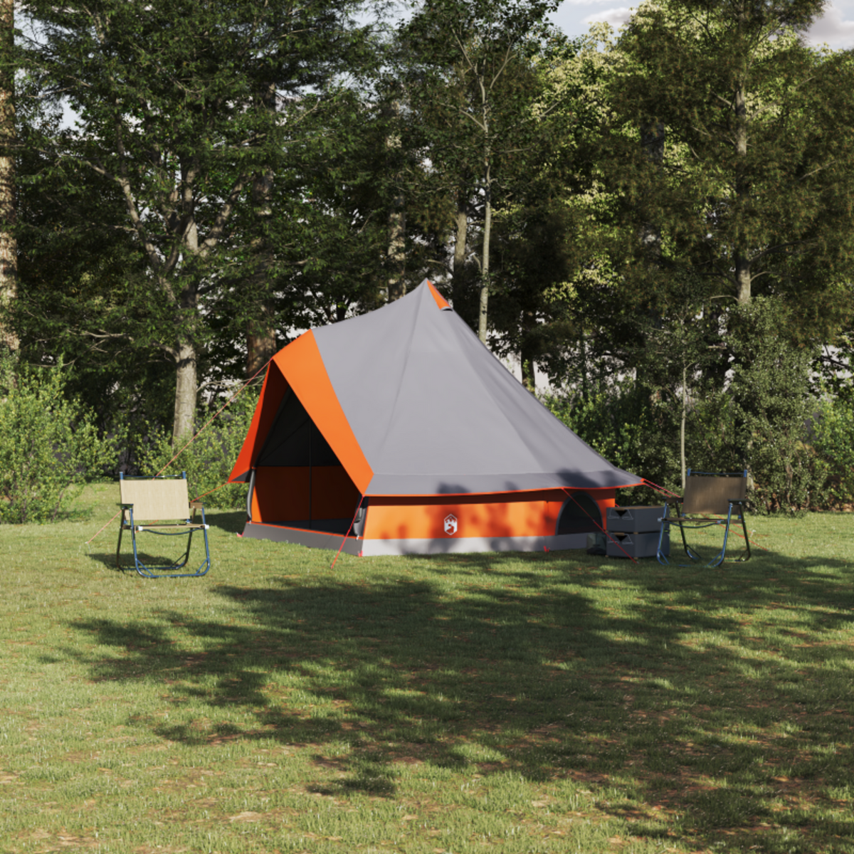 VIDAXL Tente familiale tipi grise et orange pour 8 personnes imperméable