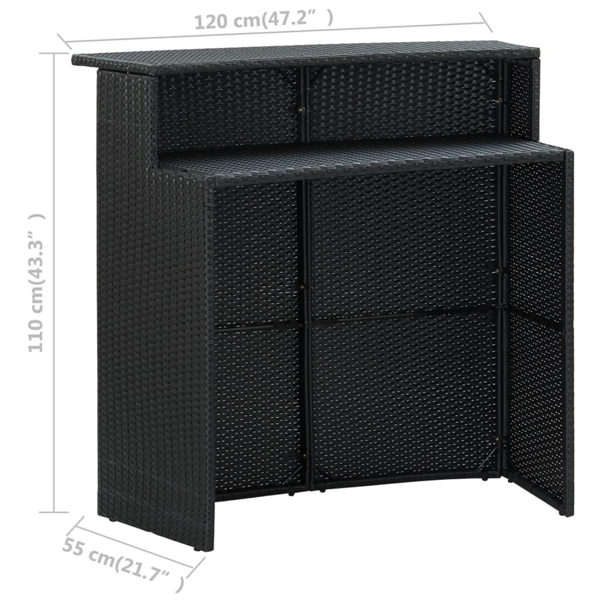Voir la diapositive 6 : VIDAXL Ensemble de bar de jardin 3 pcs Noir