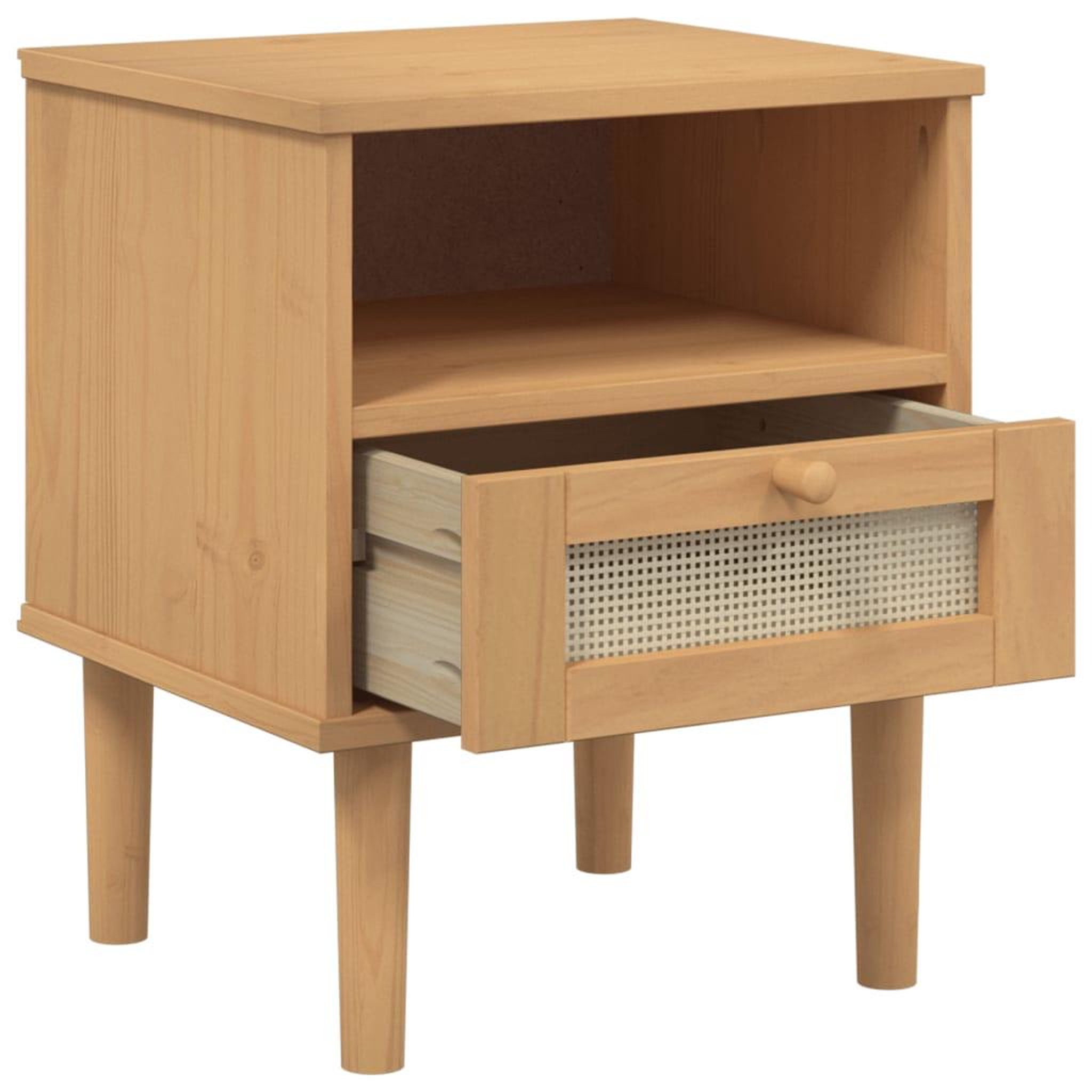 Voir la diapositive 5 : VIDAXL Table de chevet SENJA aspect de rotin marron bois de pin massif