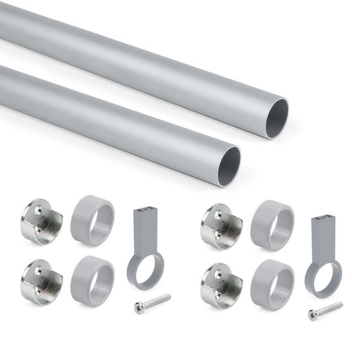 EMUCA SRL Kit tube de penderie circulaire Ø28, L 1150 mm, Anodisé mat