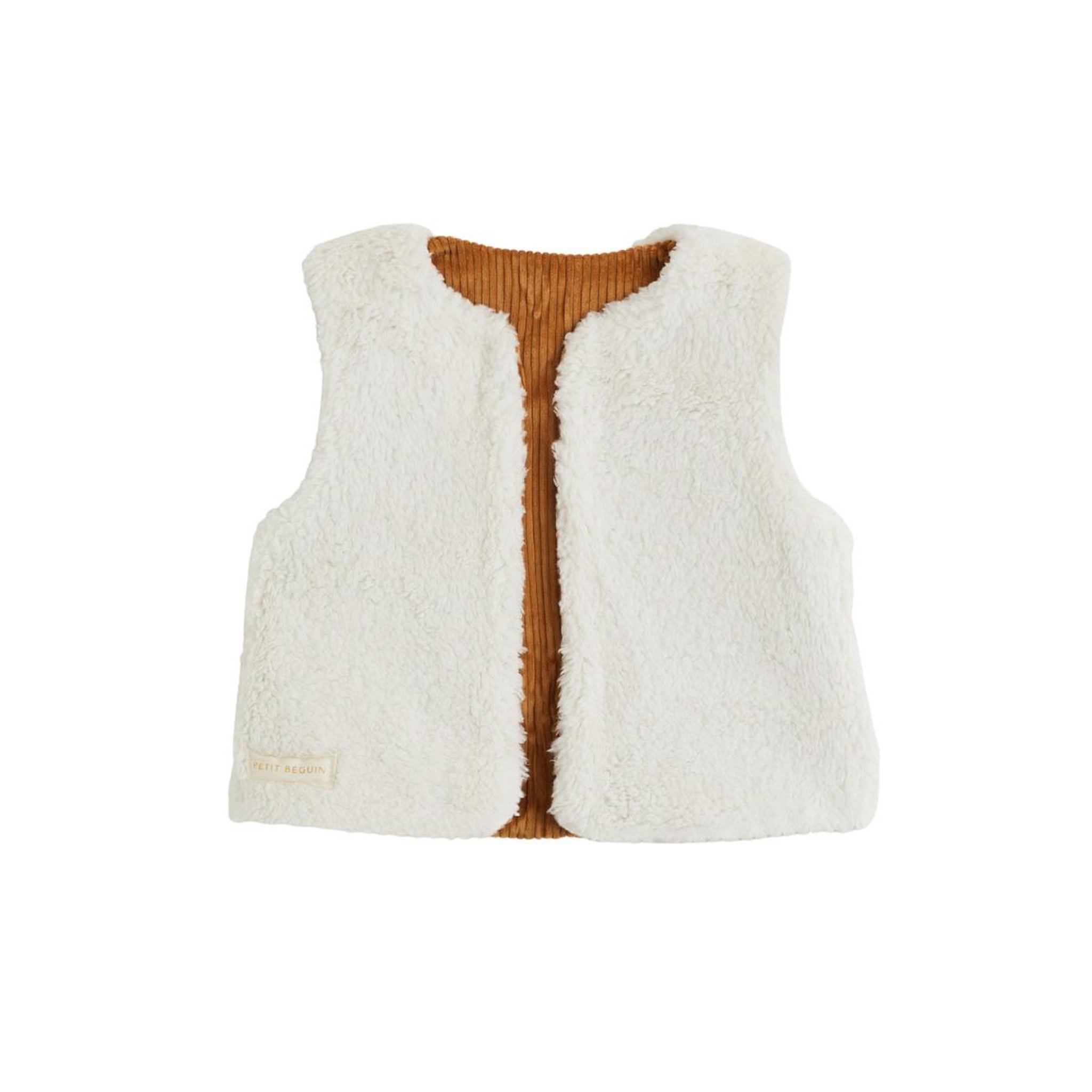 Voir la diapositive 4 : PETIT BEGUIN Veste sans manches enfant réversible en sherpa cléo