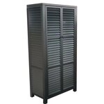 Proloisirs Armoire 2 portes persiennes - Aluminium - Graphite - Ouverture par pression et aimant