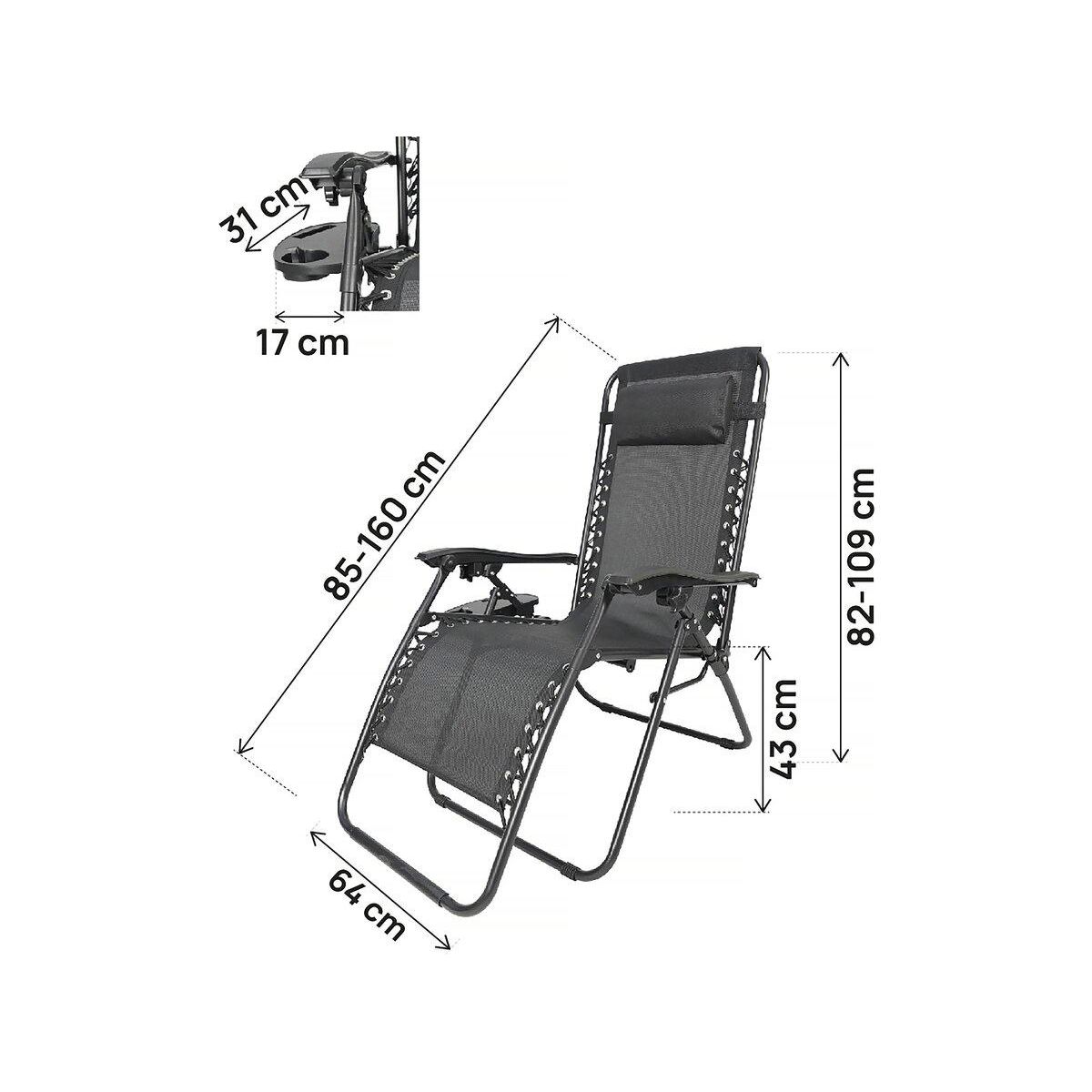 Habitat et Jardin Fauteuil de jardin relax zéro gravité  Sintra  - Noir