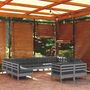 Voir la diapositive 1 : VIDAXL Salon de jardin 11 pcs avec coussins Gris Bois de pin solide