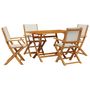 Voir la diapositive 2 : VIDAXL Ensemble a manger de jardin 5 pcs blanc creme tissu bois massif