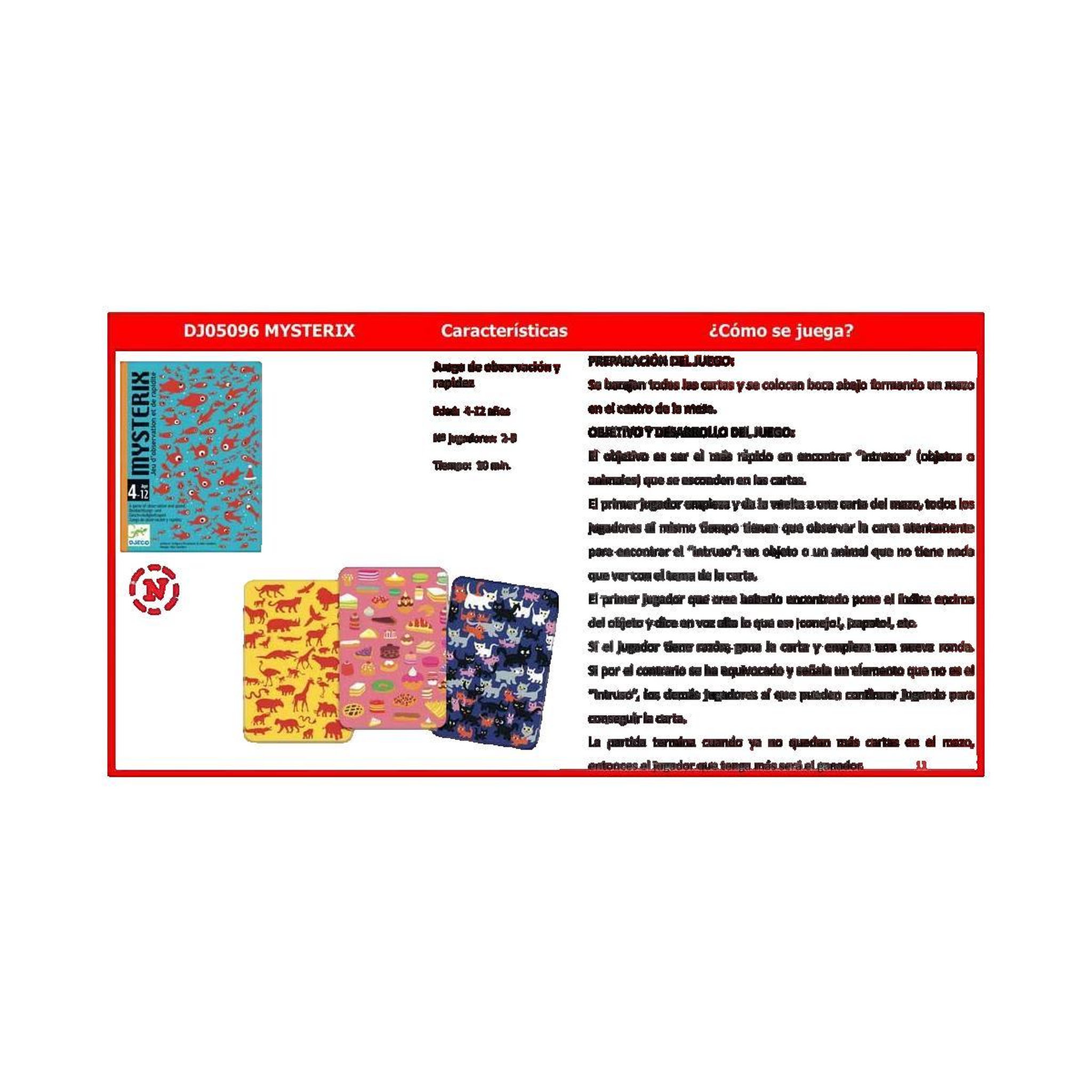 Voir la diapositive 3 : Djeco Jeu de cartes Djeco Mysterix bleu