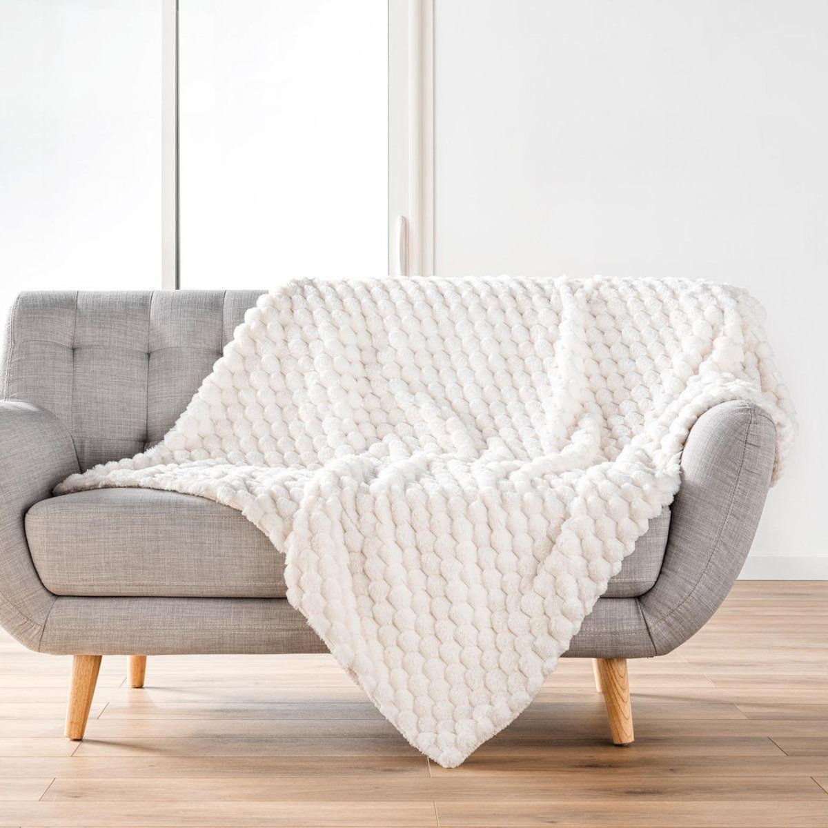Paris Prix Plaid Imitation Fourrure Sherpa  Frosty  125x150cm Naturel