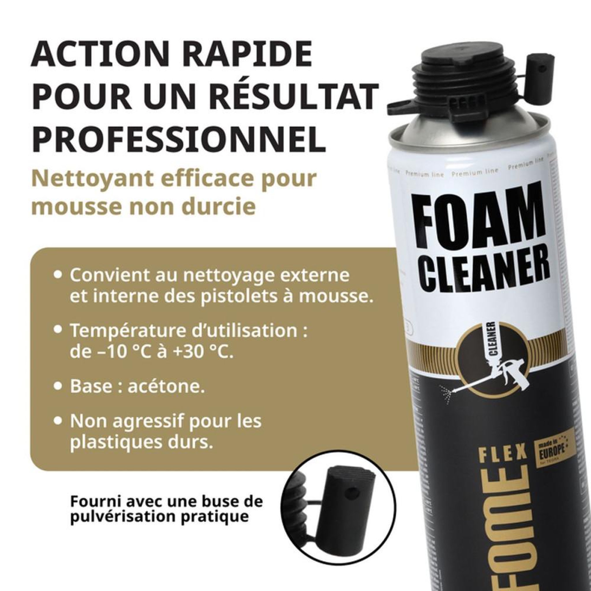 Voir la diapositive 5 : Nettoyant mousse polyuréthane en aérosol pour résidus de mousse non polymérisée 500 ml