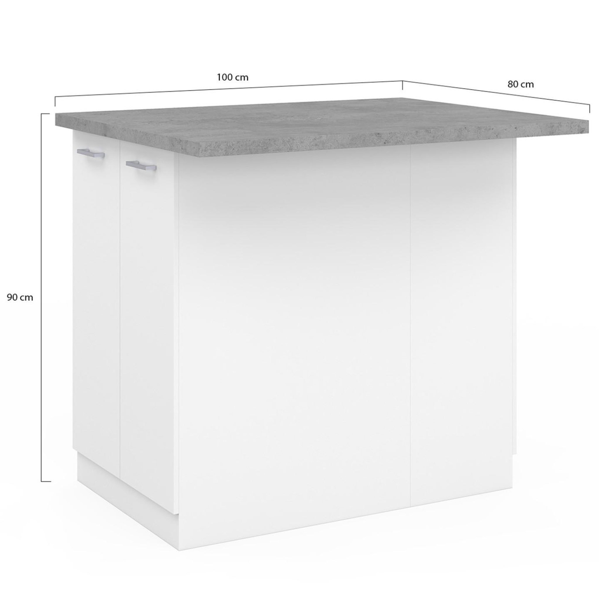 Voir la diapositive 5 : ID MARKET Ilot central ivo 100 cm blanc avec plan de travail effet béton