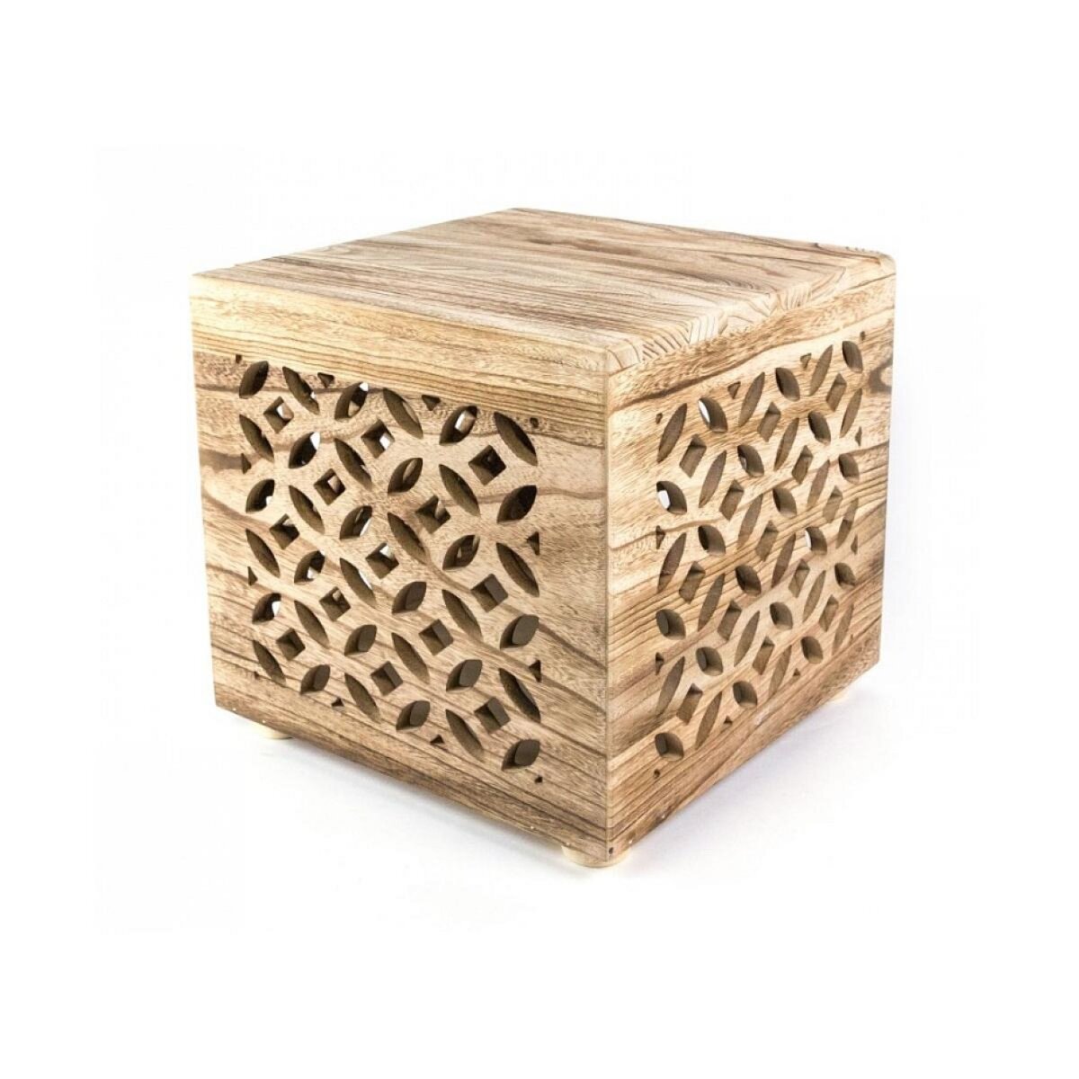 HomeStyle4U Table de chevet bois cube nature
