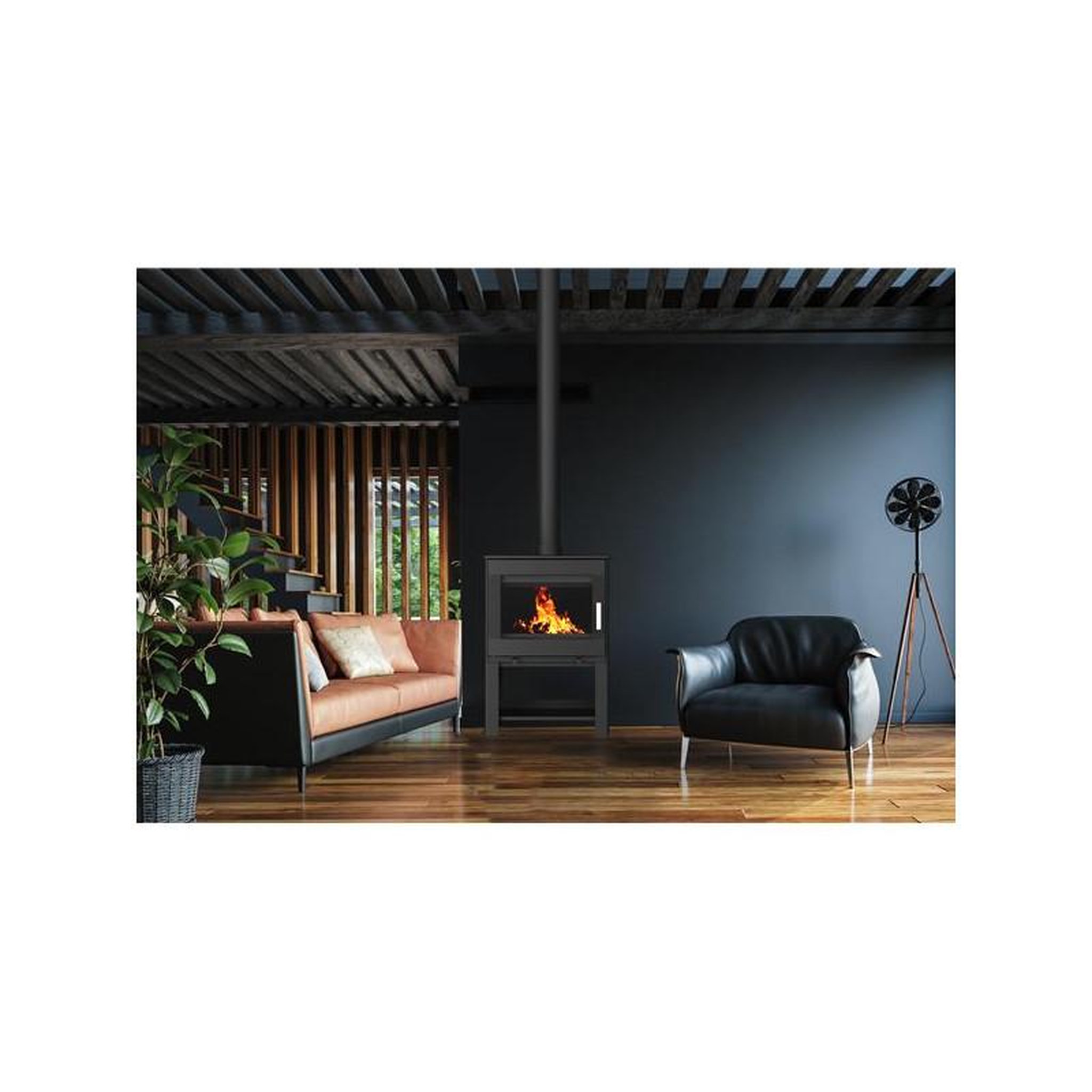 Voir la diapositive 3 : Supra Poêle à bois fonte étanche 8.7kw, odélya bûcher, noir - fr9016150b