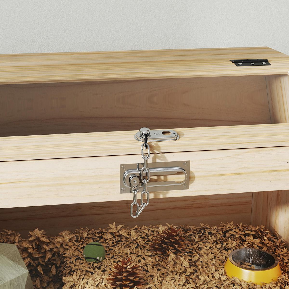 PAWHUT Cage à hamster rongeur en bois - toit ouvrant verrouillable, fenêtres acrylique - dim. 55 x 35 x 35 cm - MDF effet bois