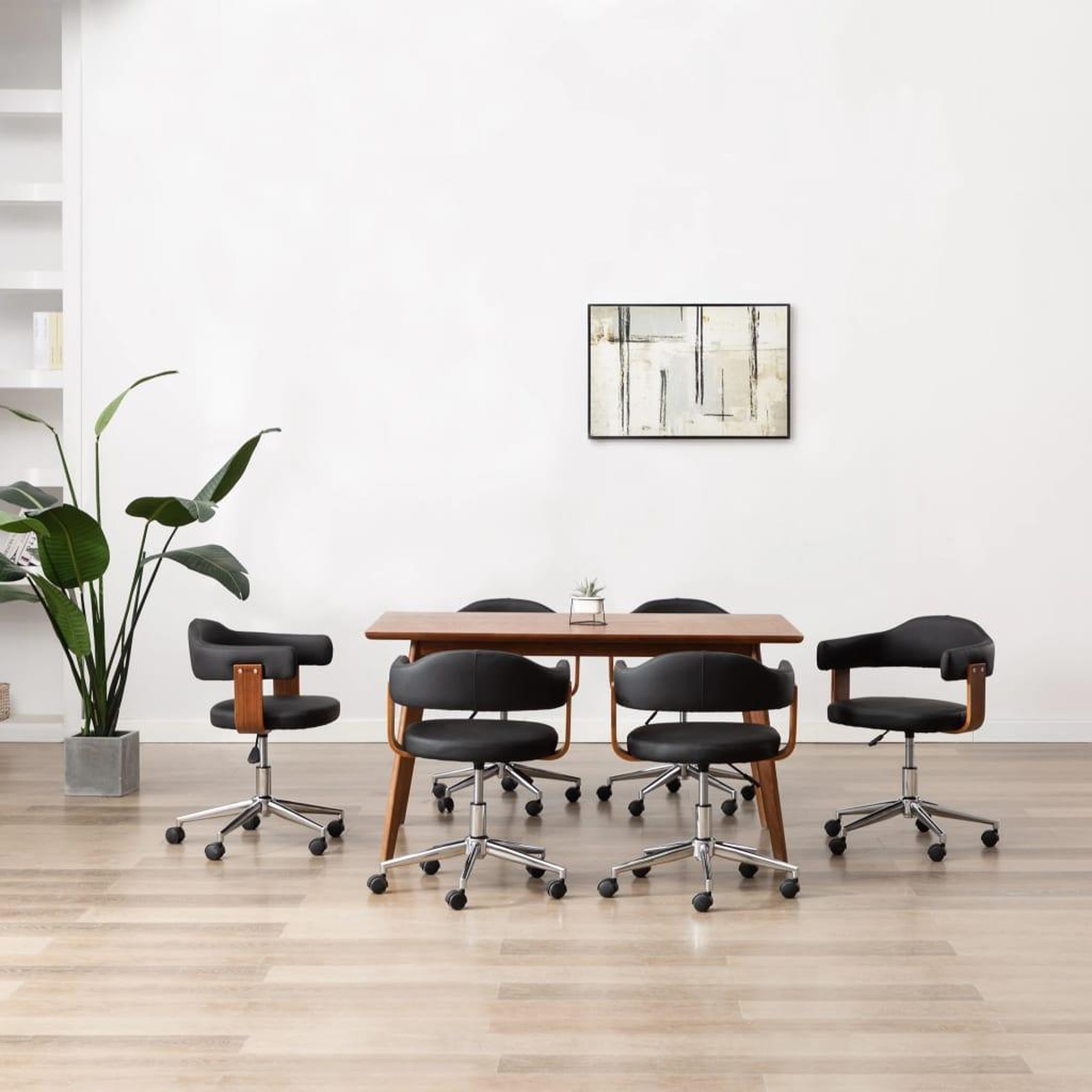 VIDAXL Chaises pivotantes a manger lot de 6 bois courbe et similicuir