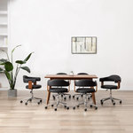 VIDAXL Chaises pivotantes a manger lot de 6 bois courbe et similicuir