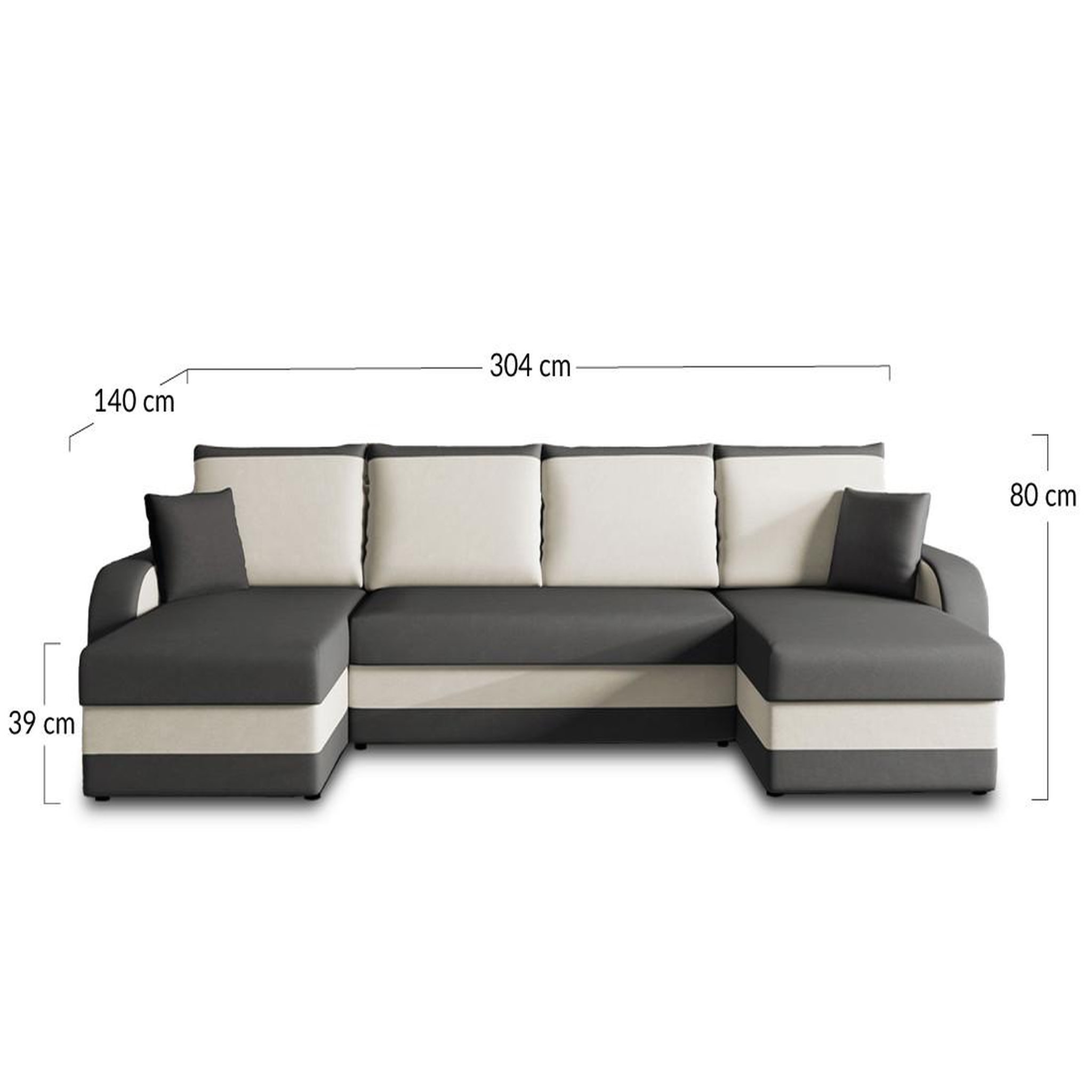 Voir la diapositive 5 : BEST MOBILIER Valos - canapé panoramique en u - 7 places - convertible avec coffre - en velours