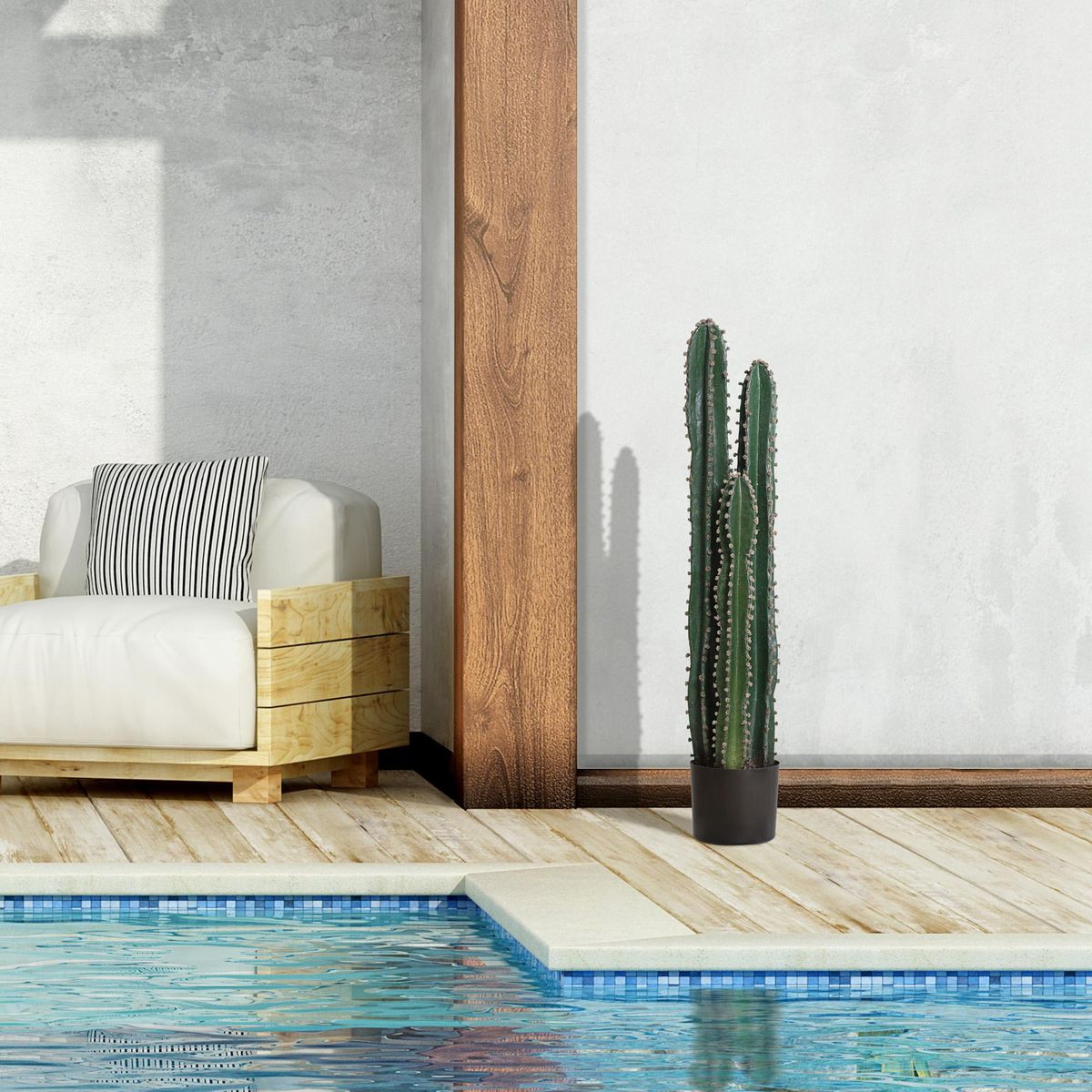 OUTSUNNY Cactus artificiel grand réalisme plante artificielle grande taille dim. Ø 17 x 100H cm vert