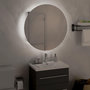 Voir la diapositive 3 : VIDAXL Armoire de salle de bain miroir rond et LED Gris 47x47x17,5 cm
