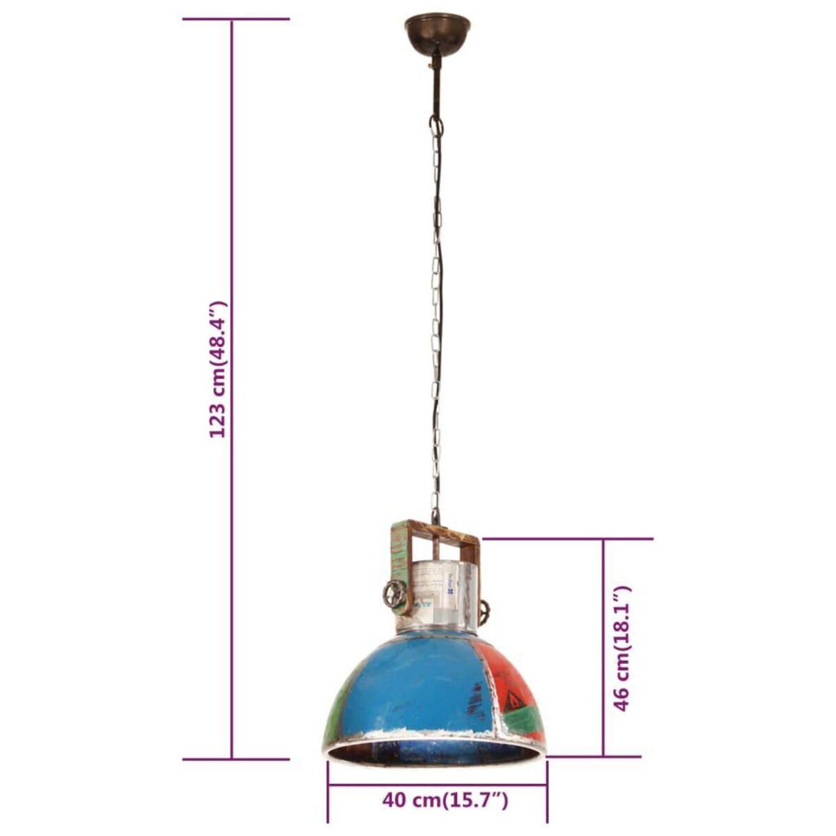 VIDAXL Lampe suspendue industrielle 25 W Multicolore Ronde 40 cm E27