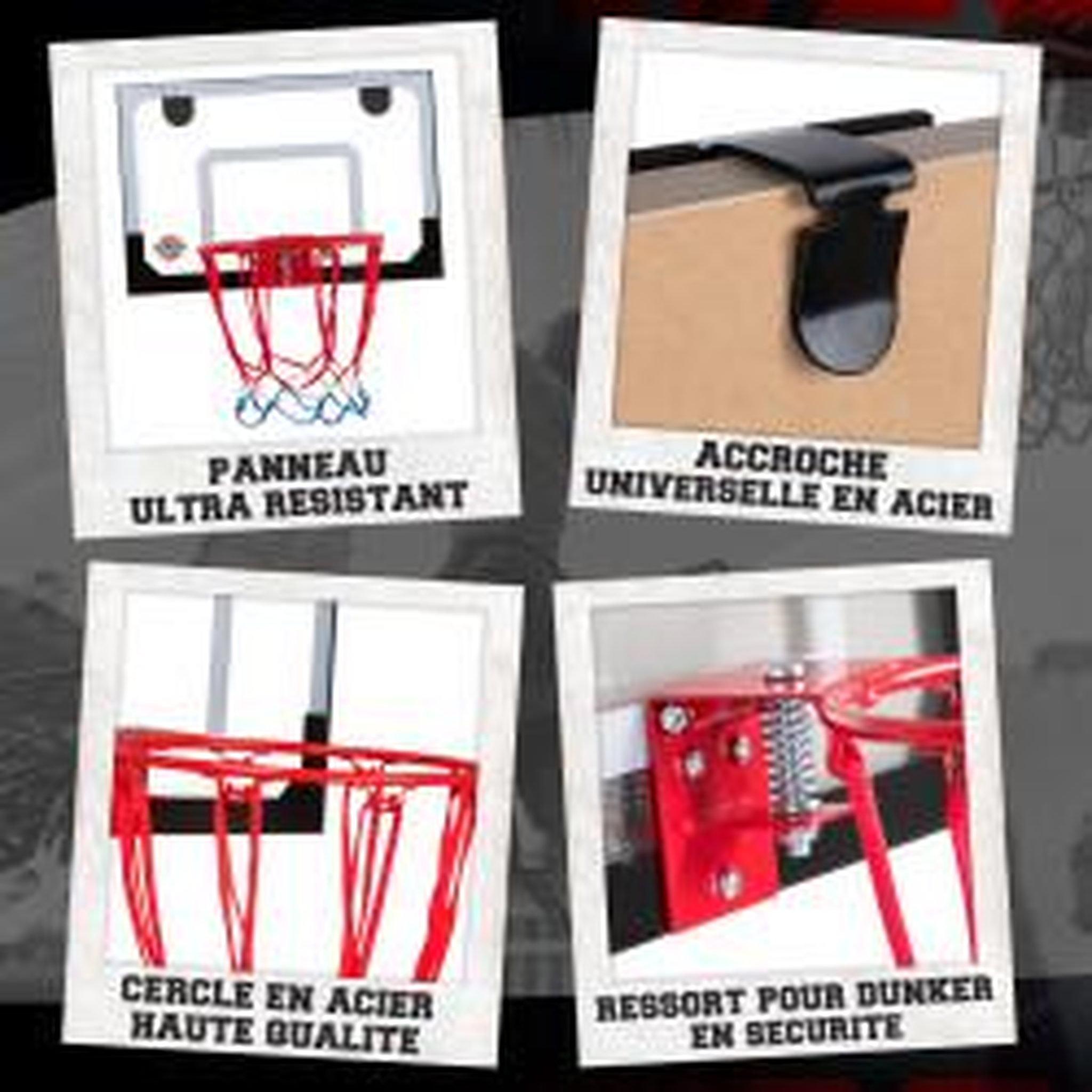 Voir la diapositive 3 : BUMBER Panier de Basket de porte AUSTIN à accrocher - 1 ballon et 1 pompe - Tout inclus