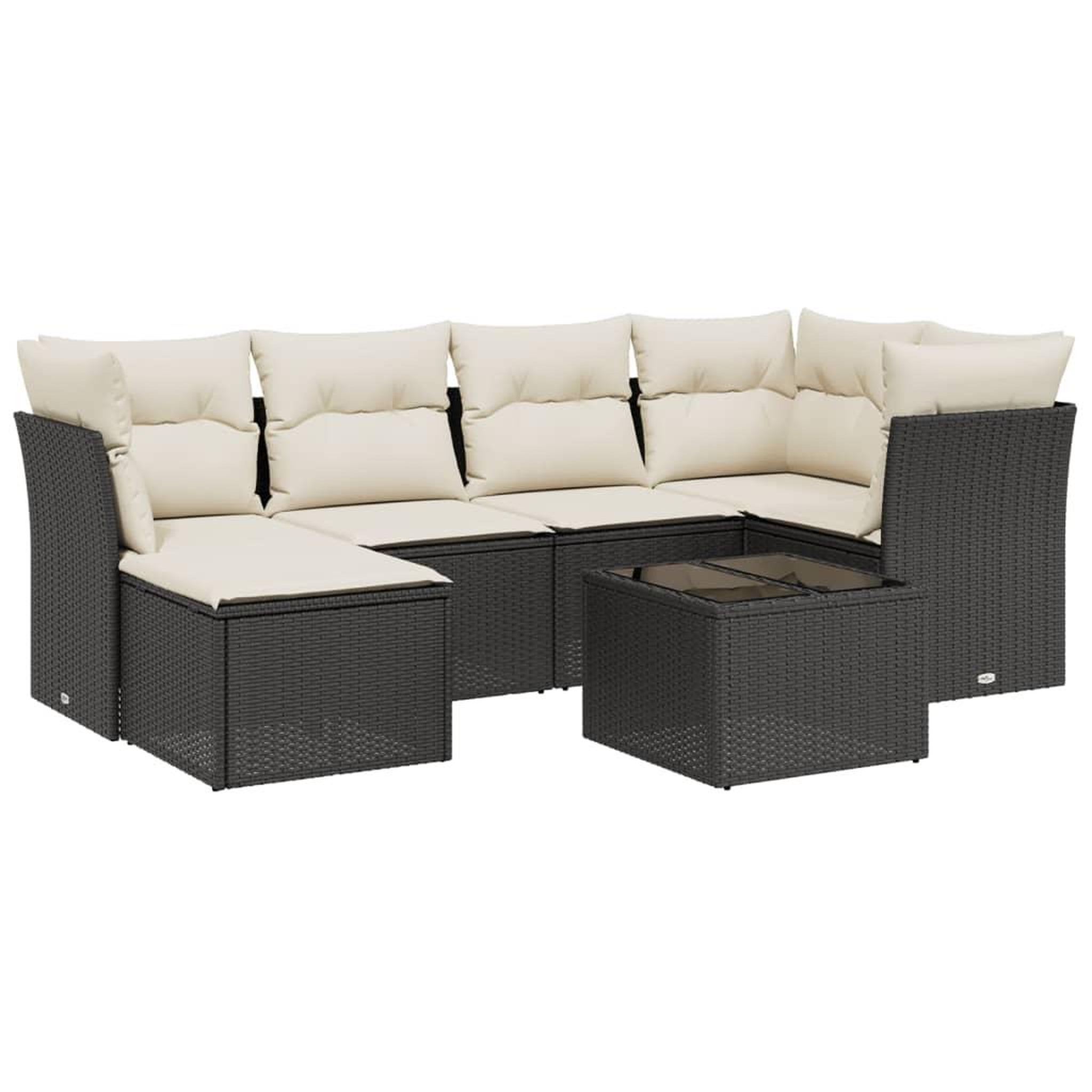 Voir la diapositive 2 : VIDAXL Salon de jardin 7 pcs avec coussins noir resine tressee