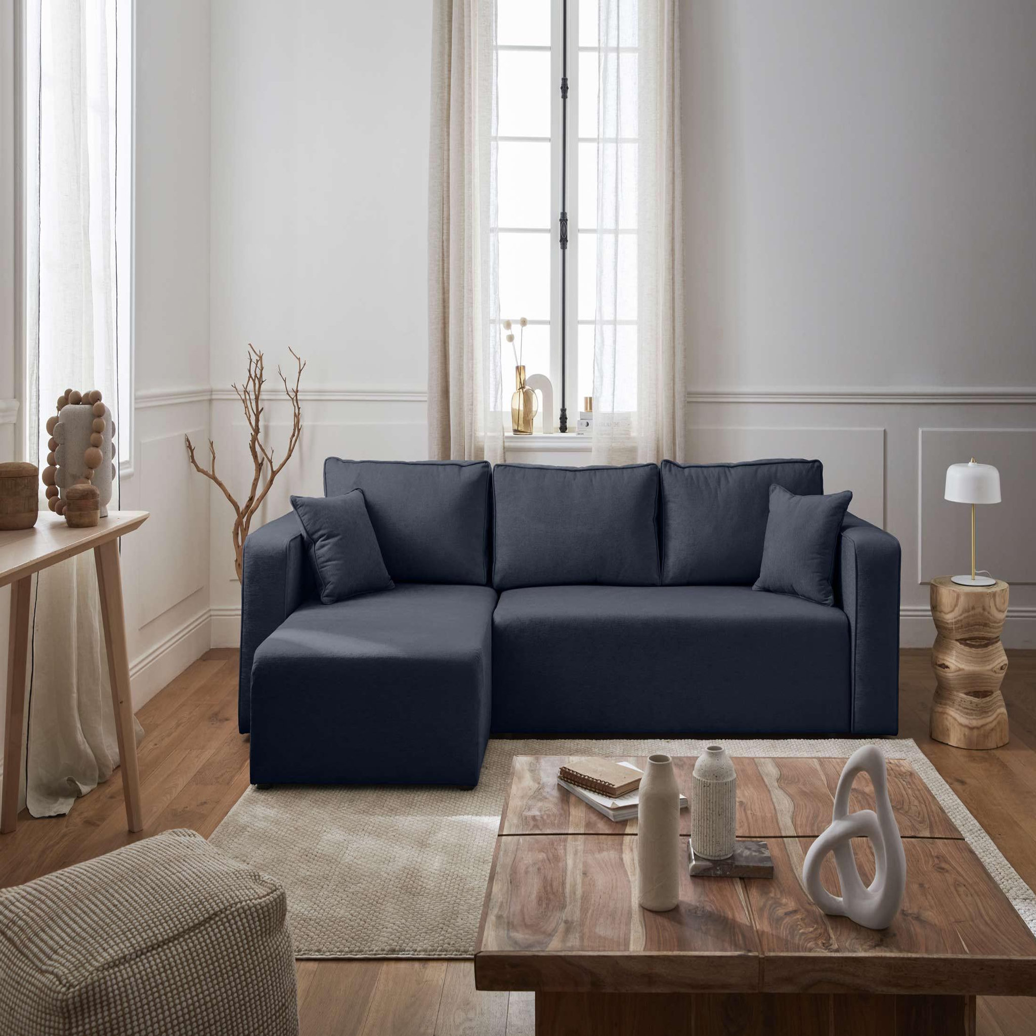 Voir la diapositive 6 : BEST MOBILIER Topaze - canapé d'angle réversible - 4 places - convertible avec coffre - en tissu