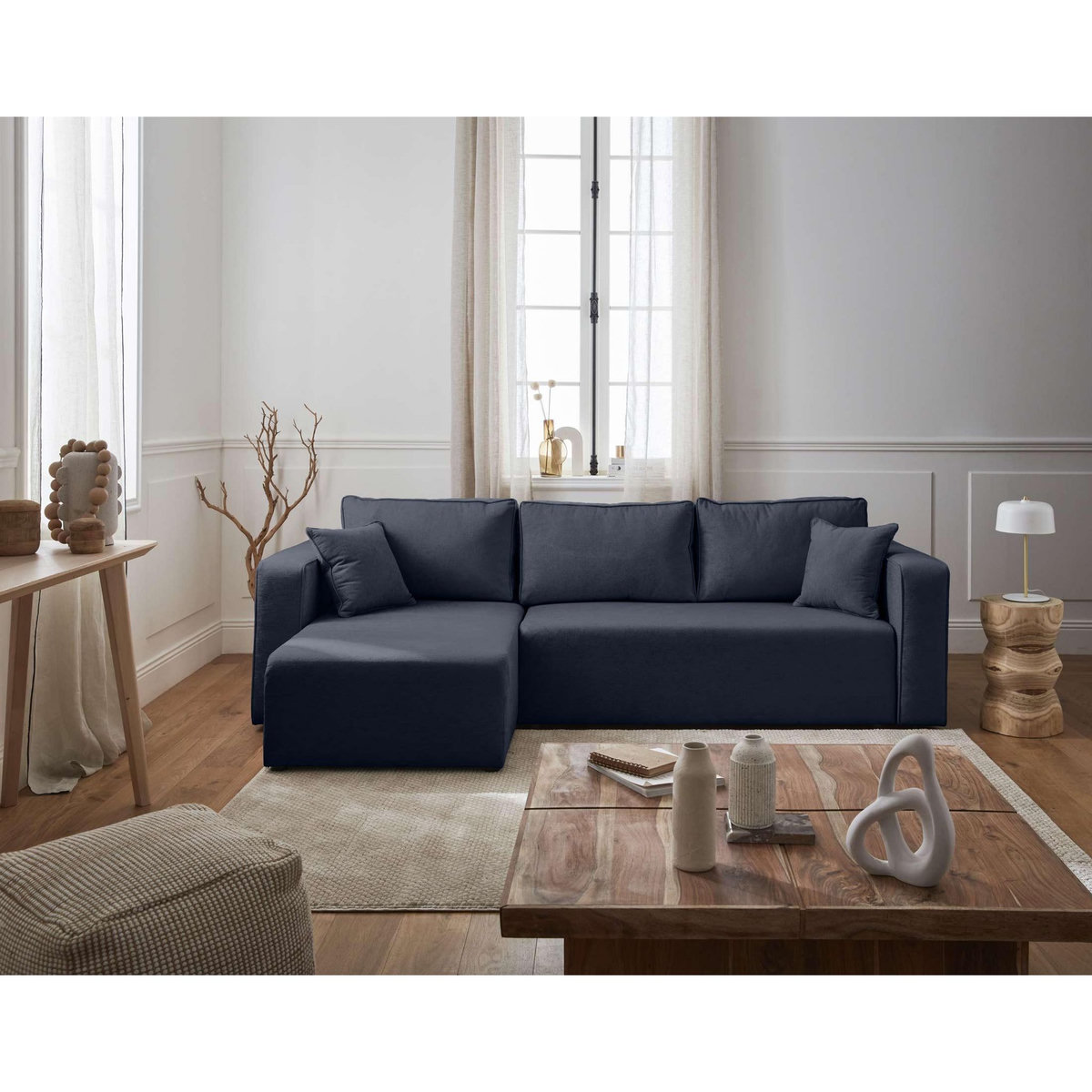 BEST MOBILIER Topaze - canapé d'angle réversible - 4 places - convertible avec coffre - en tissu