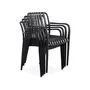 SWEEEK Lot de 4 fauteuils de jardin en plastique, empilables, design linéaire