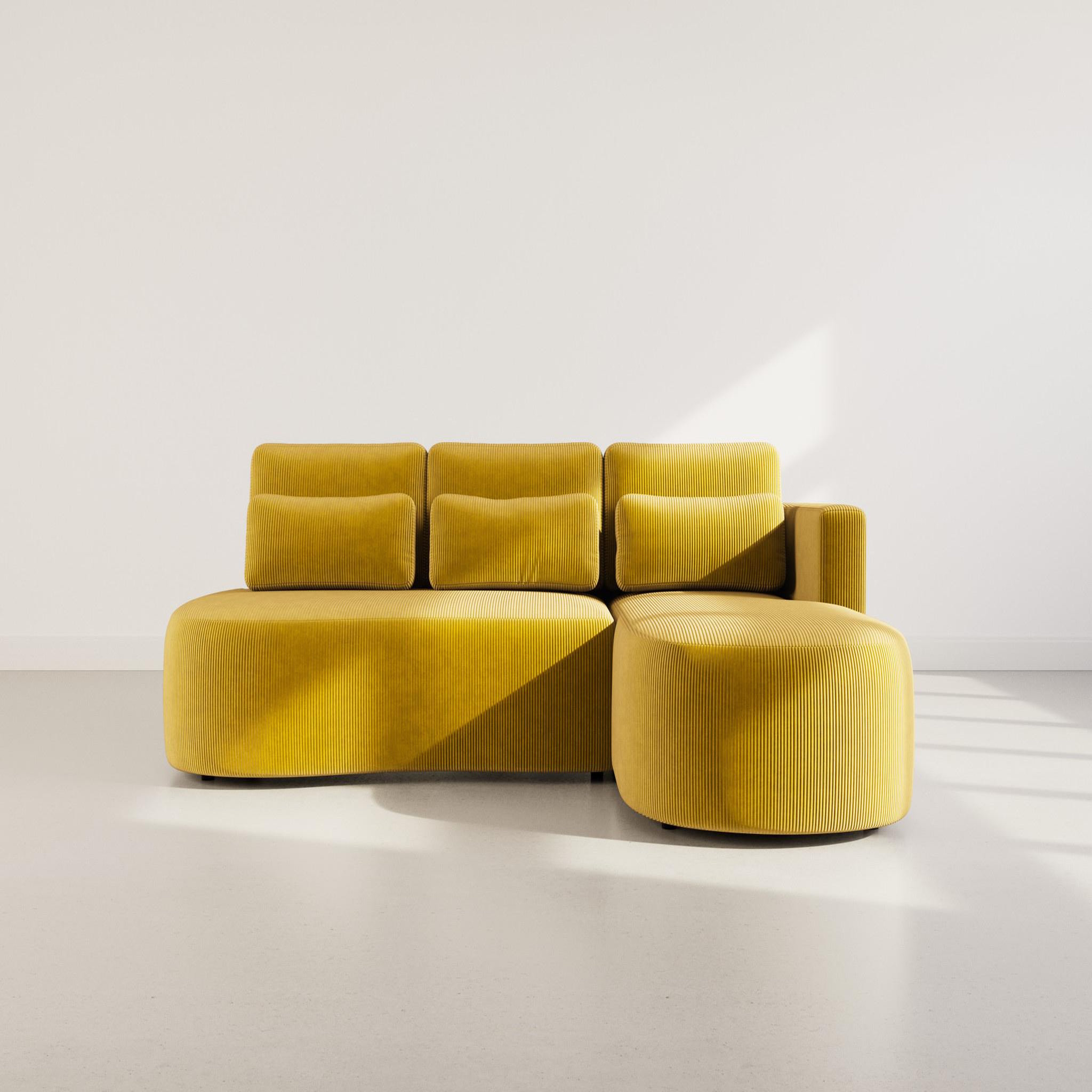 Voir la diapositive 5 : BEST MOBILIER Mahina - canapé d'angle droit 4 places convertible avec coffre en velours côtelé
