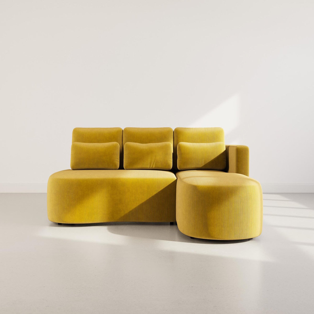 LISA DESIGN Mahina - canapé d'angle droit 4 places convertible avec coffre en velours côtelé