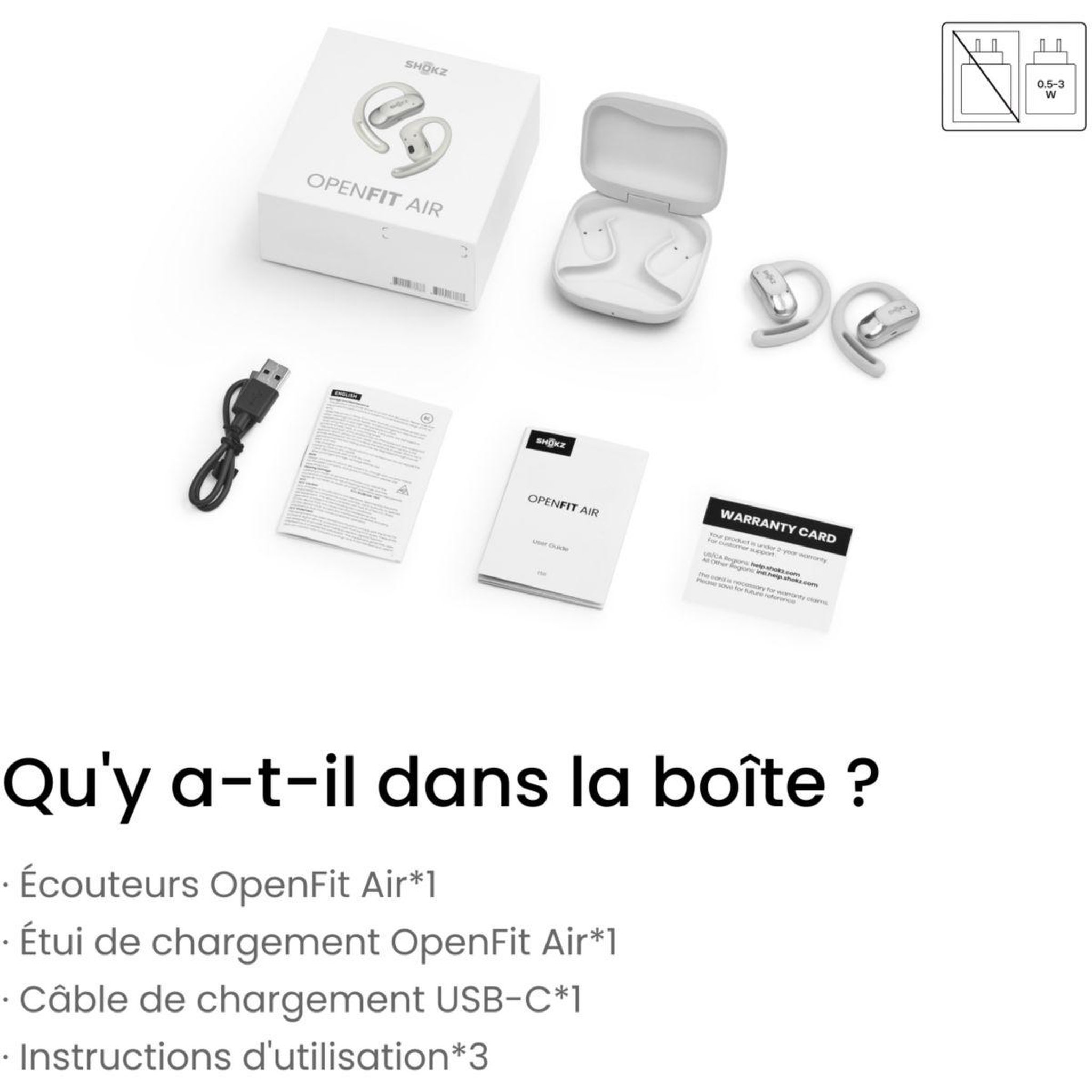 Voir la diapositive 2 : SHOKZ Ecouteurs OpenFit Air Blanc