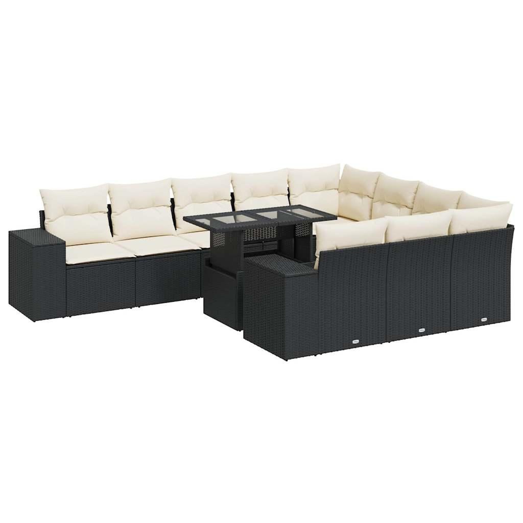 Voir la diapositive 2 : VIDAXL Salon de jardin 11 pcs avec coussins noir resine tressee