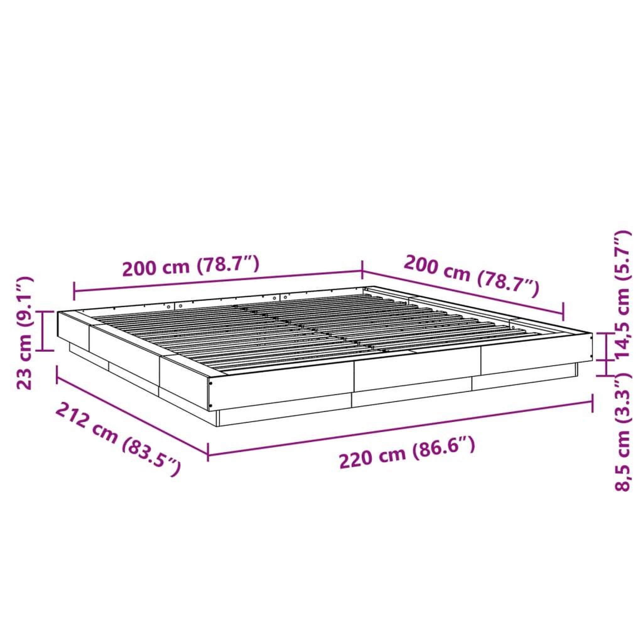 Voir la diapositive 6 : VIDAXL Cadre de lit avec lumieres LED sans matelas noir 200x200 cm