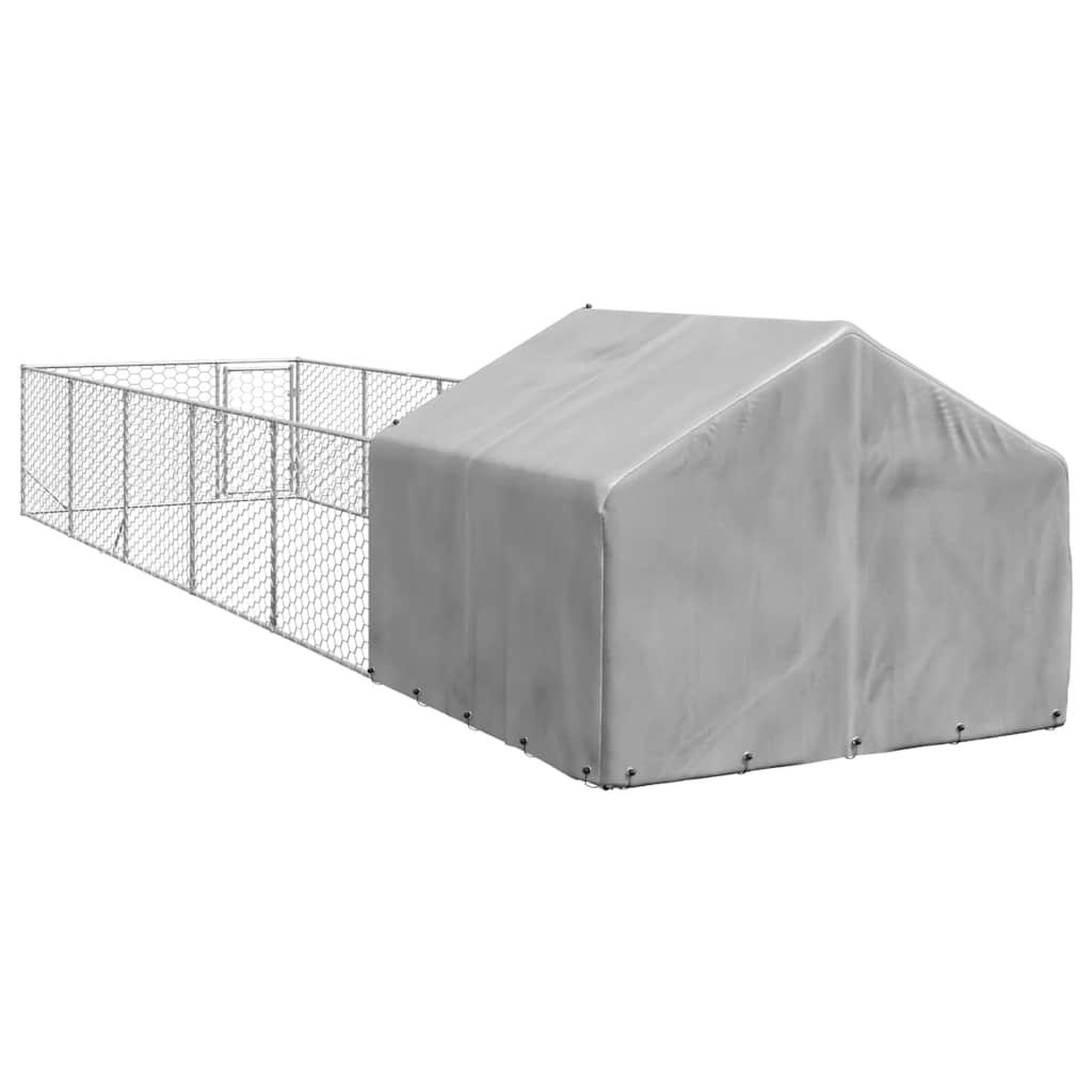 Voir la diapositive 5 : VIDAXL Niche d'exterieur pour chien enclos 8x2x1,5 m acier galvanise