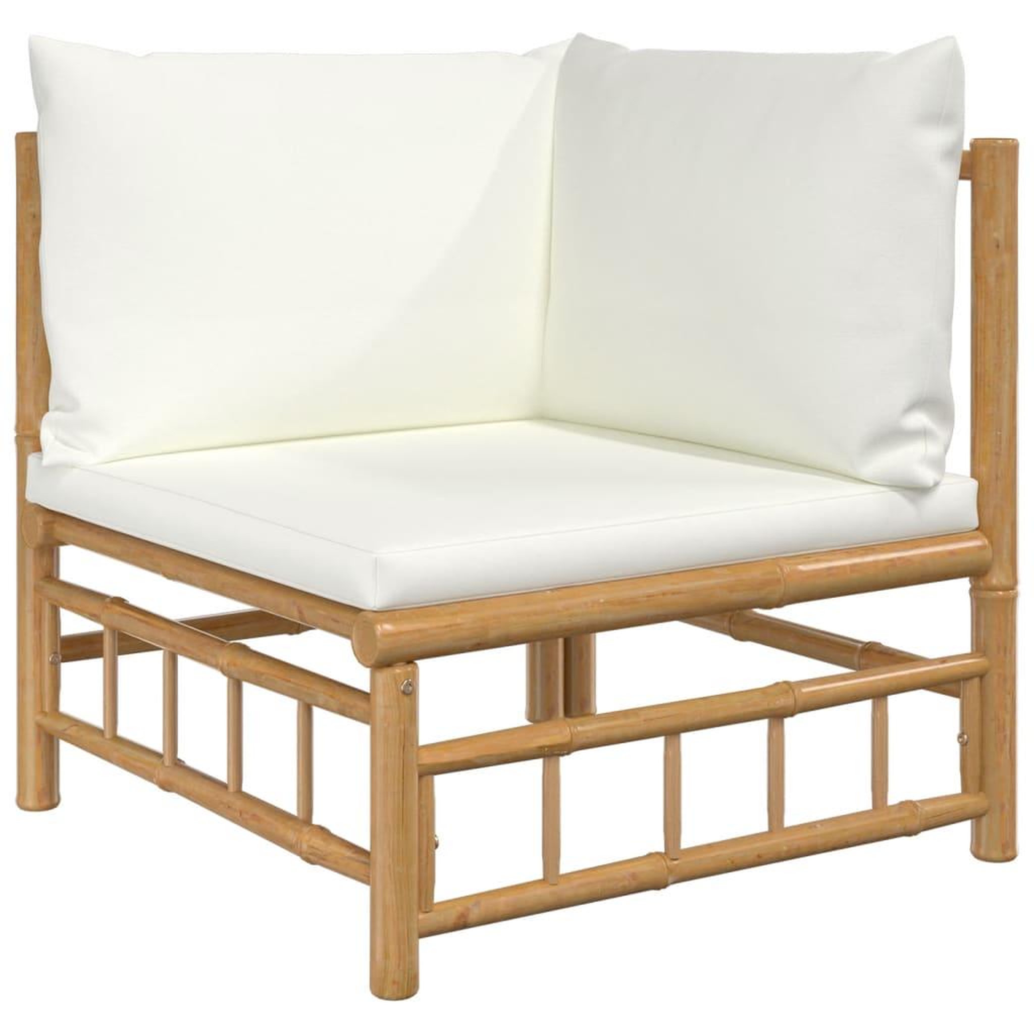 Voir la diapositive 4 : VIDAXL Salon de jardin 12 pcs avec coussins blanc creme bambou