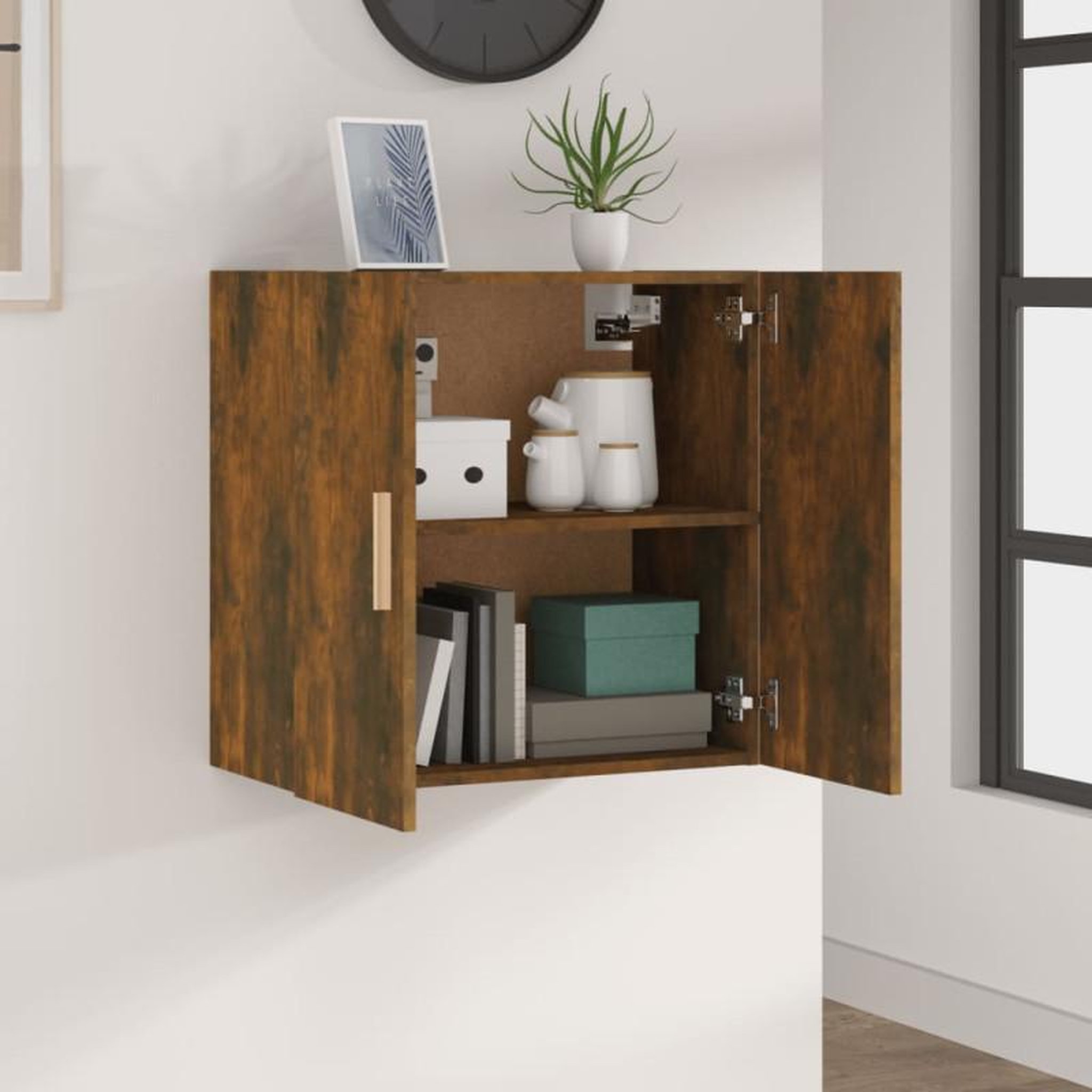 Voir la diapositive 3 : VIDAXL Armoire murale Chêne fumé 60x30x60 cm Bois d ingénierie