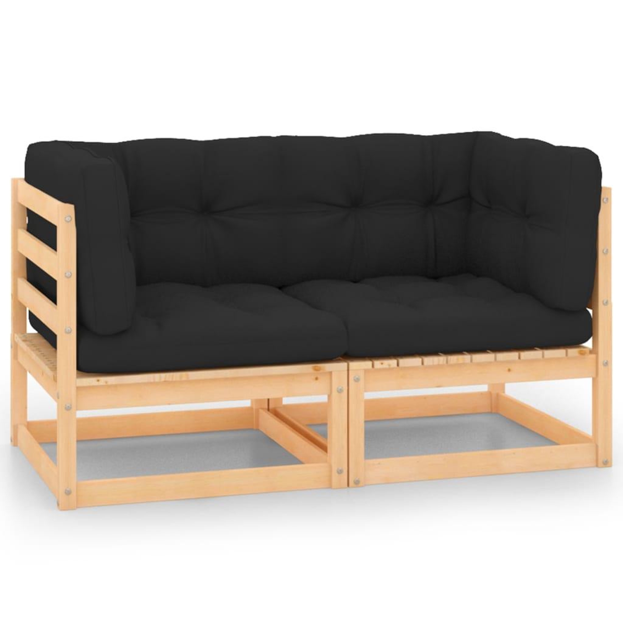 VIDAXL Canapes d'angle de jardin avec coussins 2 pcs Pin massif
