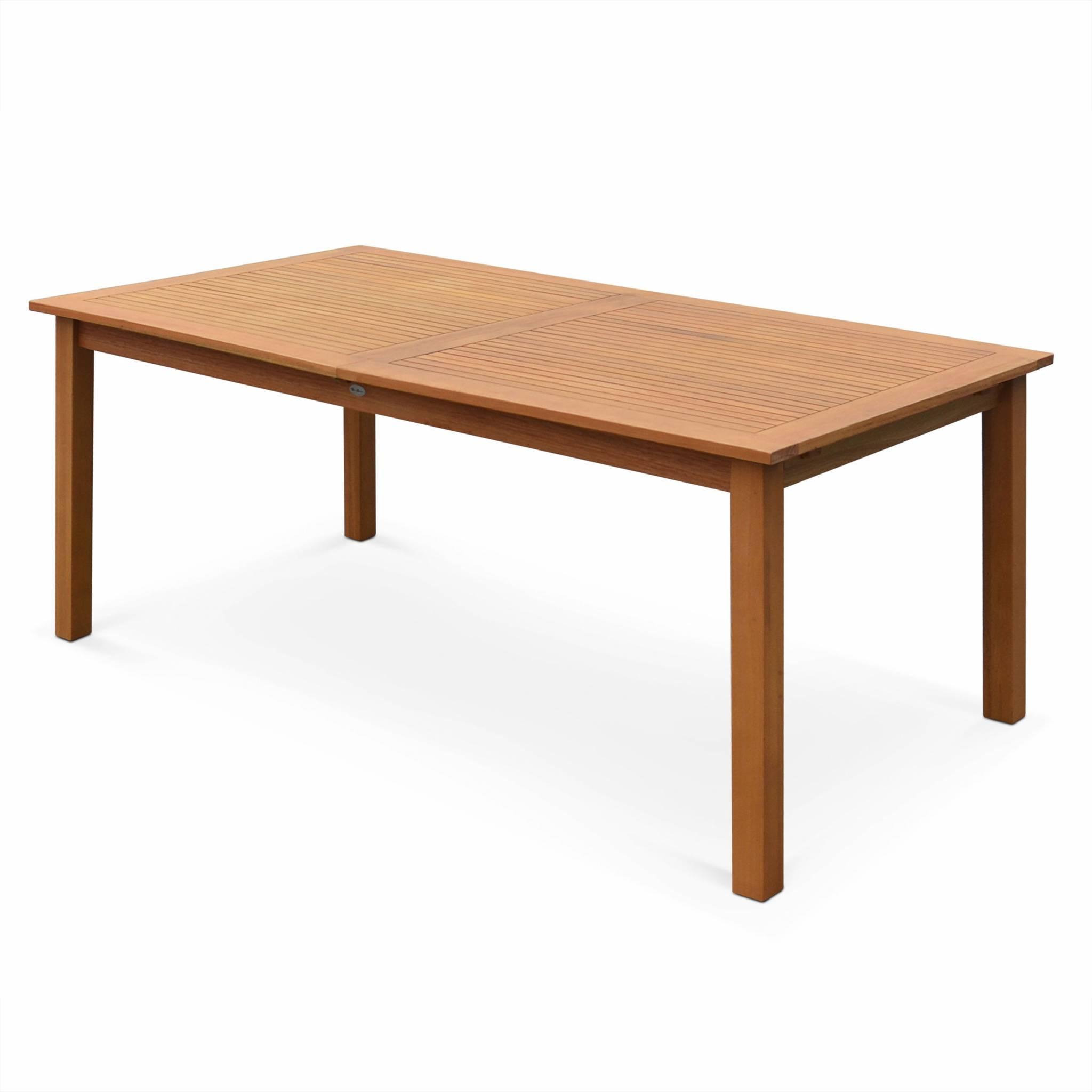 Voir la diapositive 6 : SWEEEK Table de jardin en bois 180-240cm - Almeria - Grande table rectangulaire avec rallonge eucalyptus. Intérieur / Extérieur