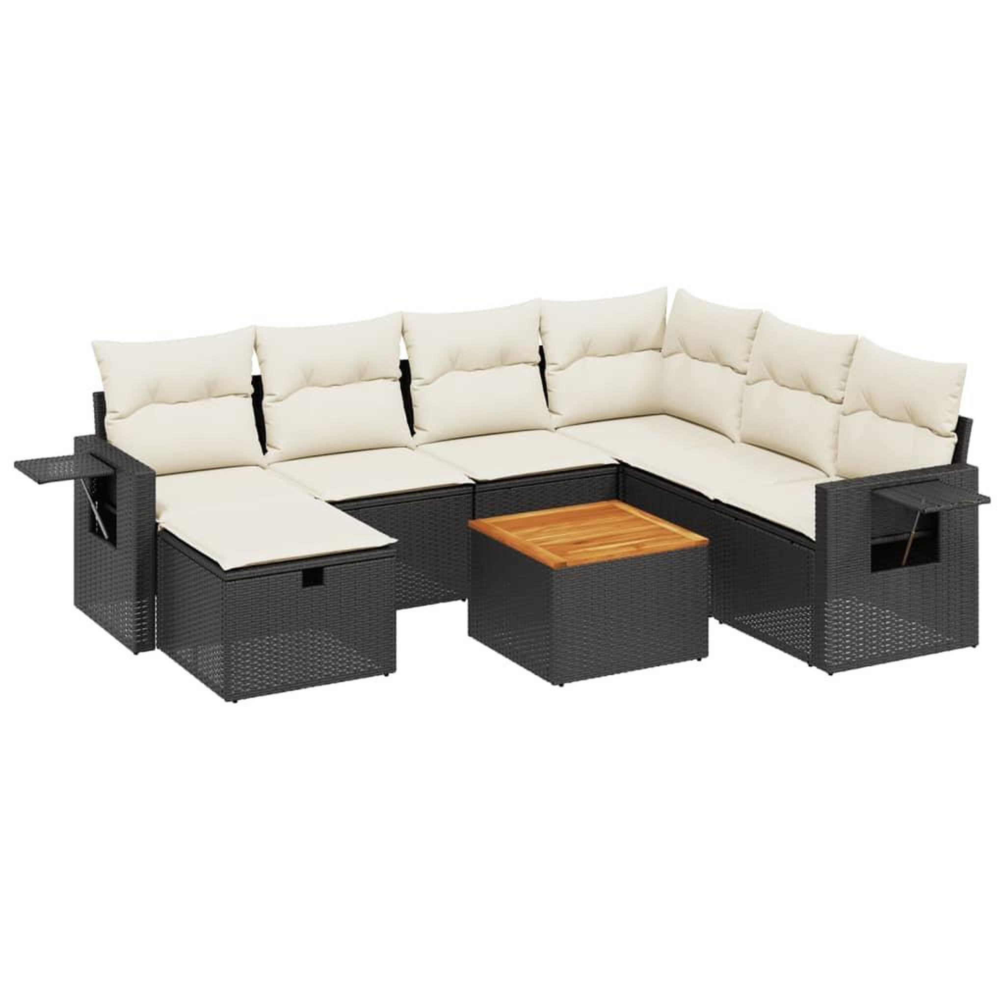 Voir la diapositive 2 : VIDAXL Salon de jardin 8 pcs avec coussins noir resine tressee