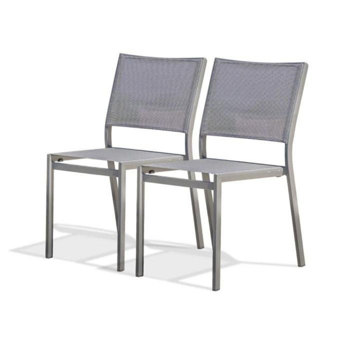 Paris Prix Lot de 2 Chaises de Jardin Empilables  Stockholm  84cm Gris Anthracite