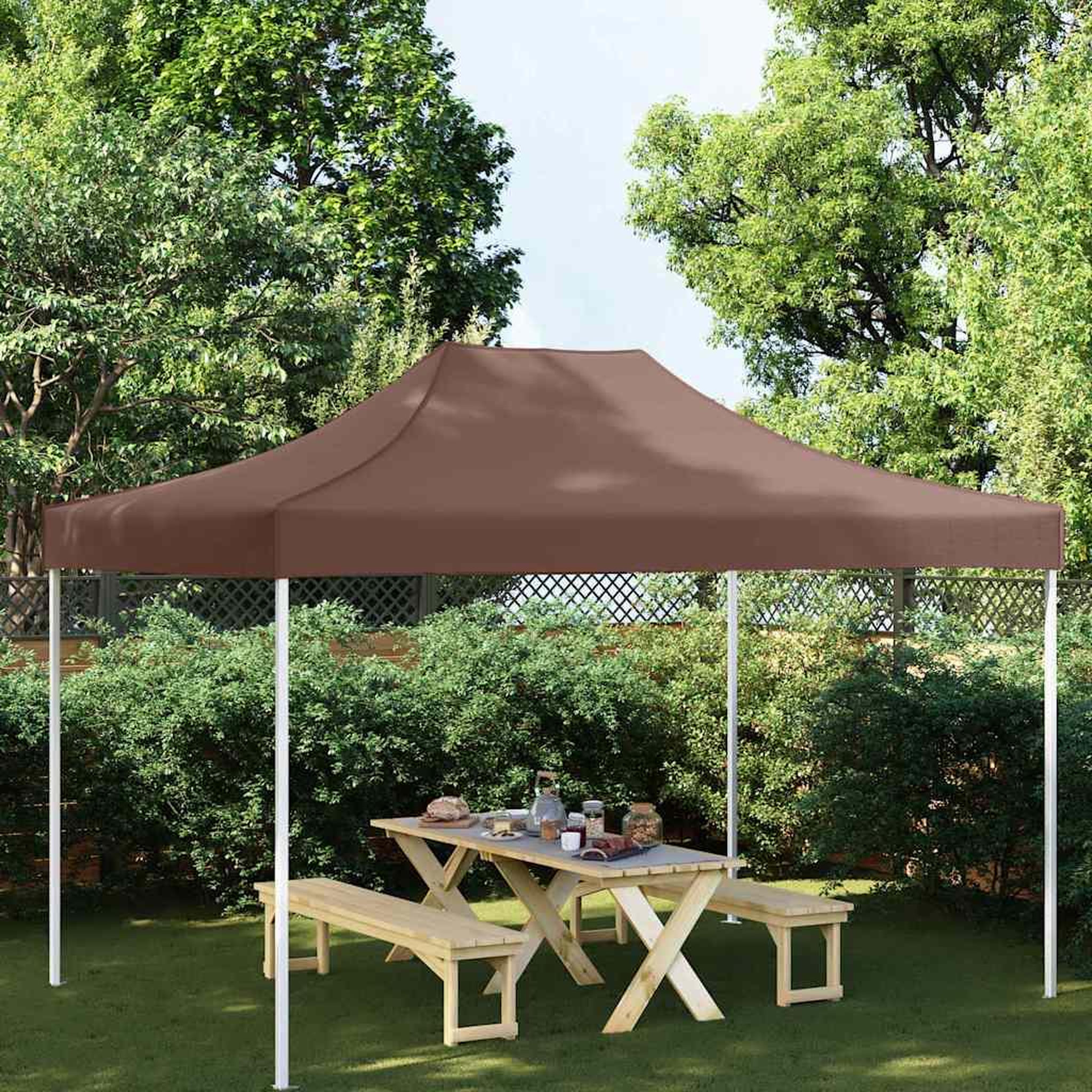 Voir la diapositive 1 : VIDAXL Toit de tente de reception 4x3 m Marron 270 g/m^2