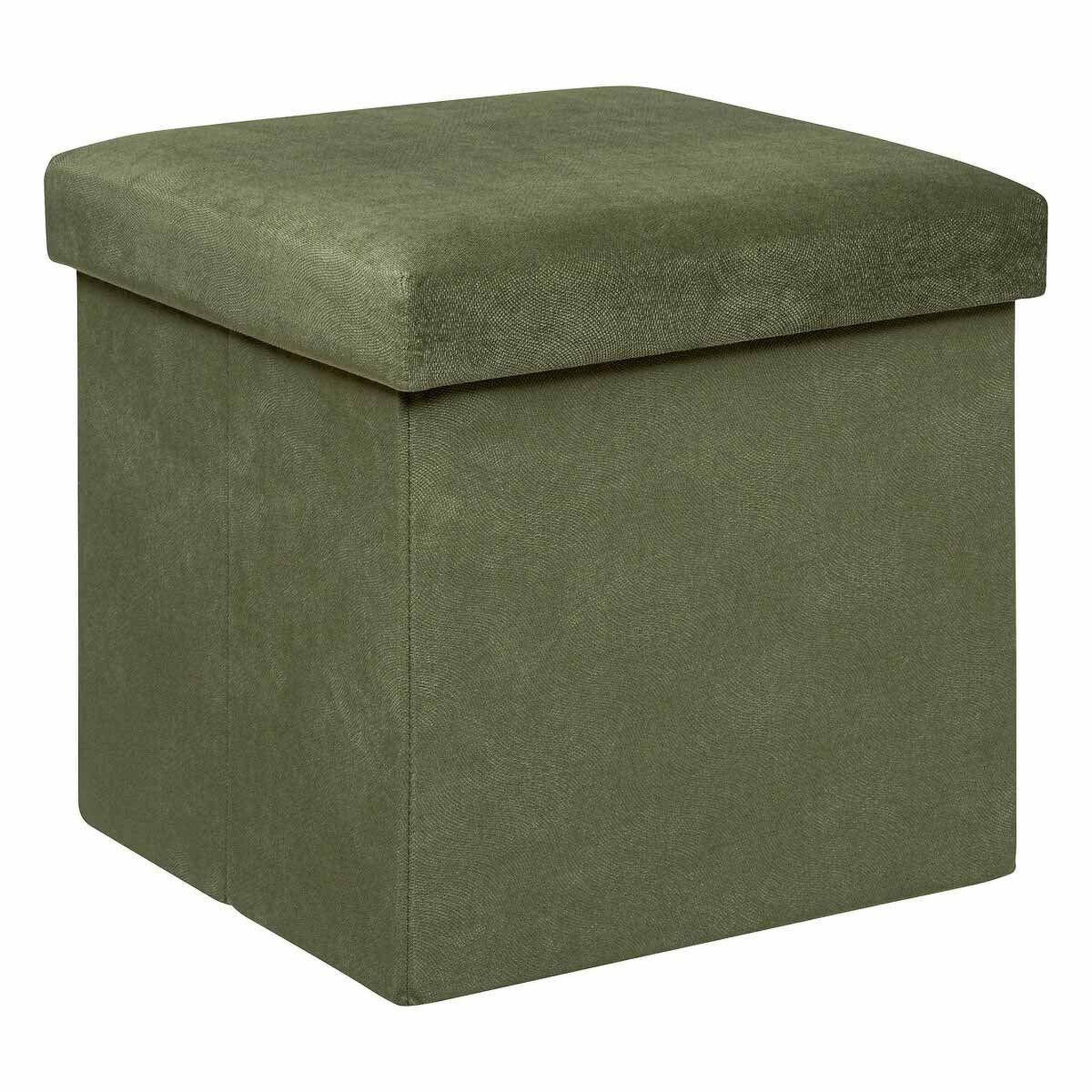 ATMOSPHERA Pouf coffre pliable en velours  lilou  38cm kaki