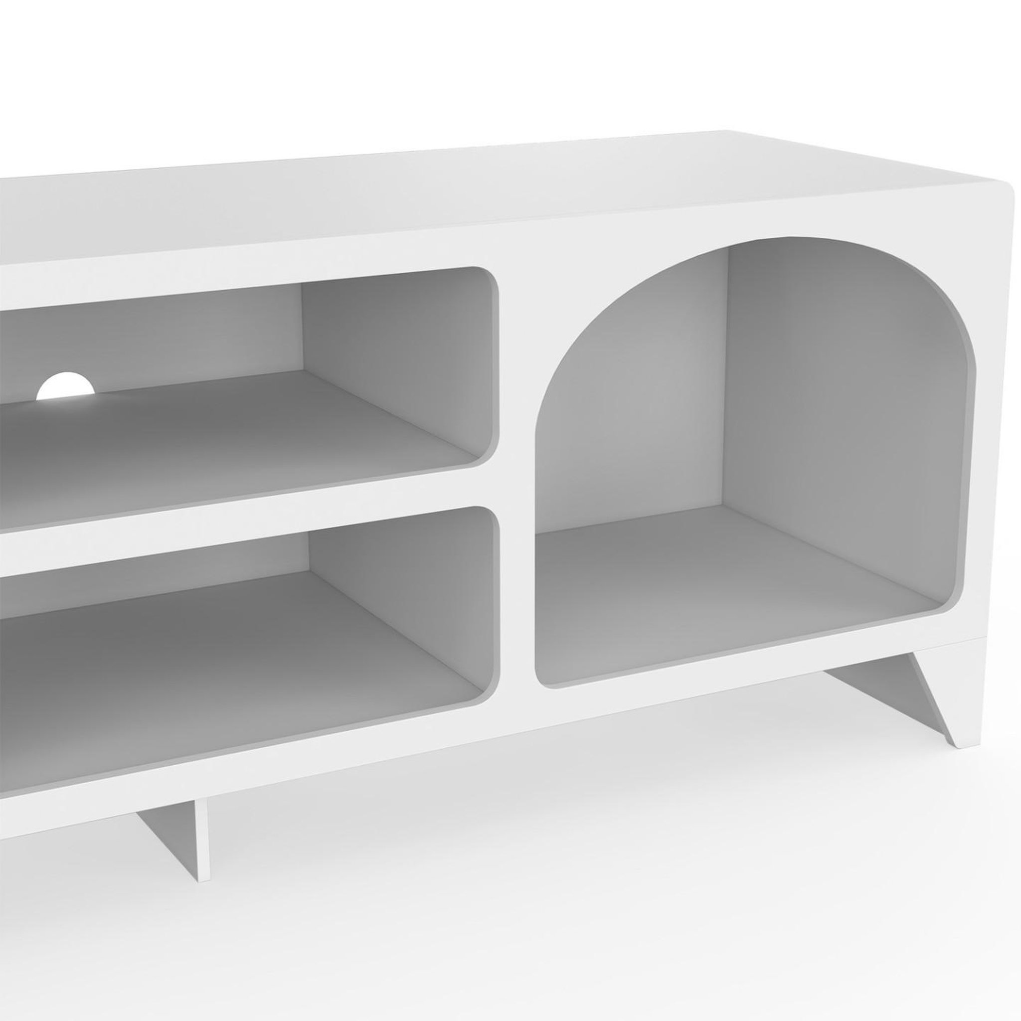 Voir la diapositive 5 : ID MARKET Meuble tv 140 cm organique alesia 6 niches bois blanc