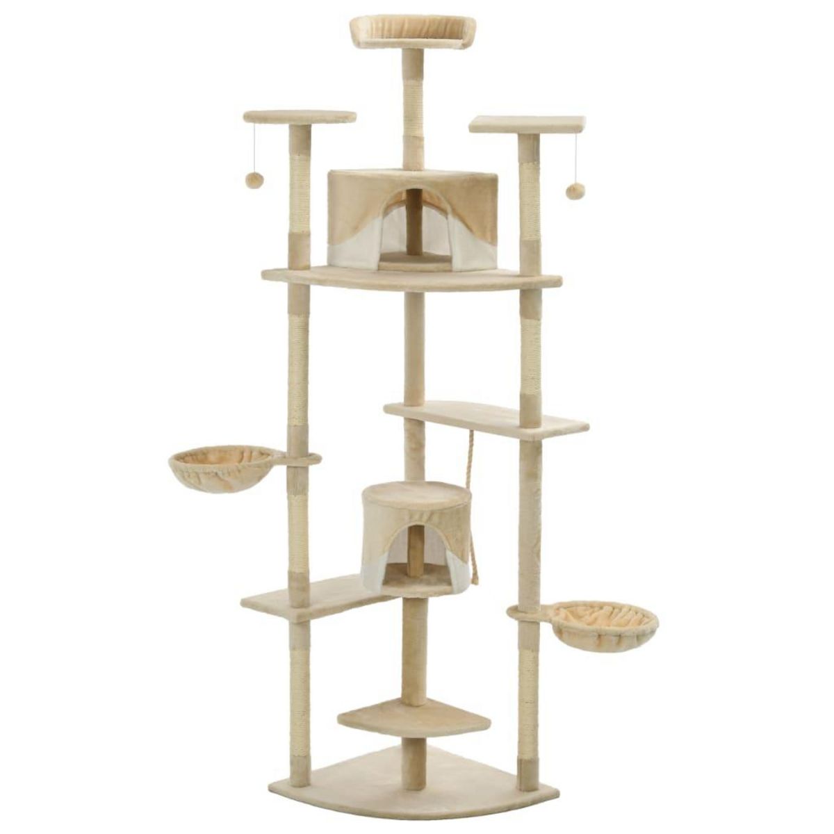 VIDAXL Arbre a chat avec griffoirs en sisal 203 cm Beige et Blanc