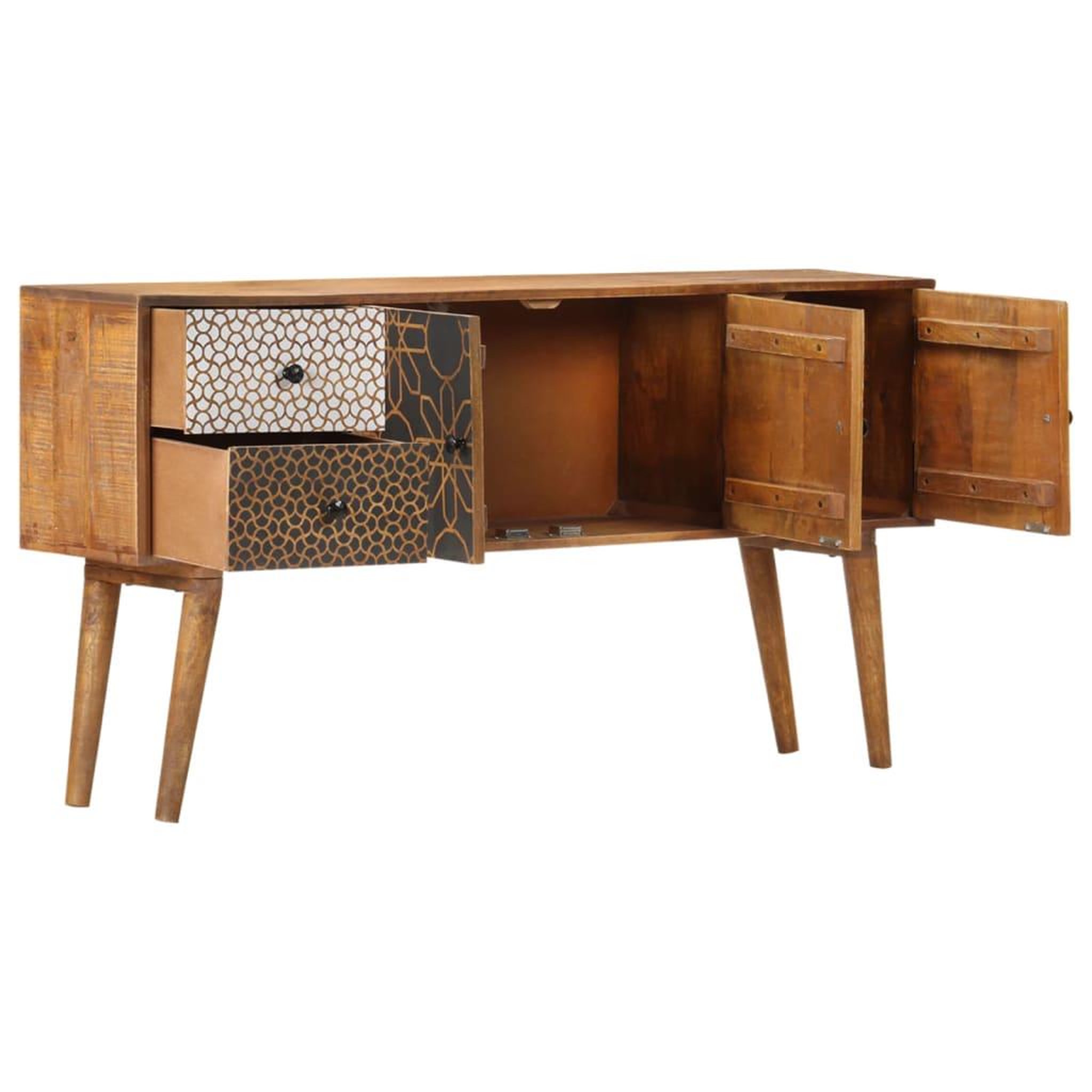 Voir la diapositive 3 : VIDAXL Buffet avec motif imprime 130x30x70 cm Bois de manguier massif