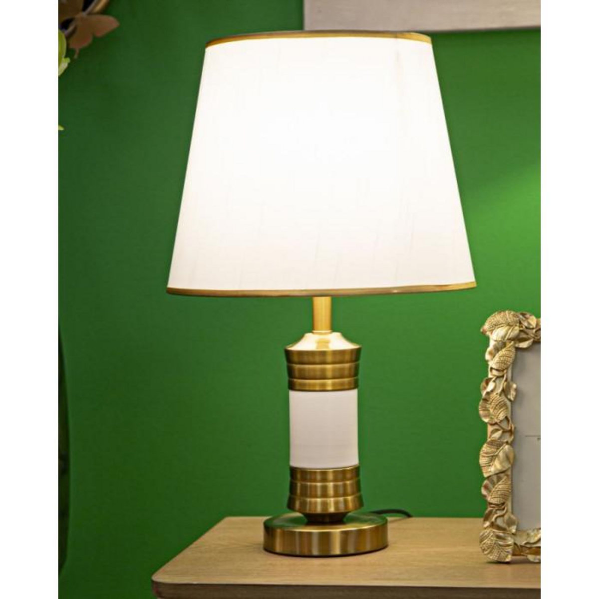 Paris Prix Lampe à Poser en Métal  Whity  52cm Blanc & Or