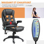 Voir la diapositive 4 : HOMCOM Fauteuil de bureau direction pivotant massant chauffant électrique revêtement synthétique noir
