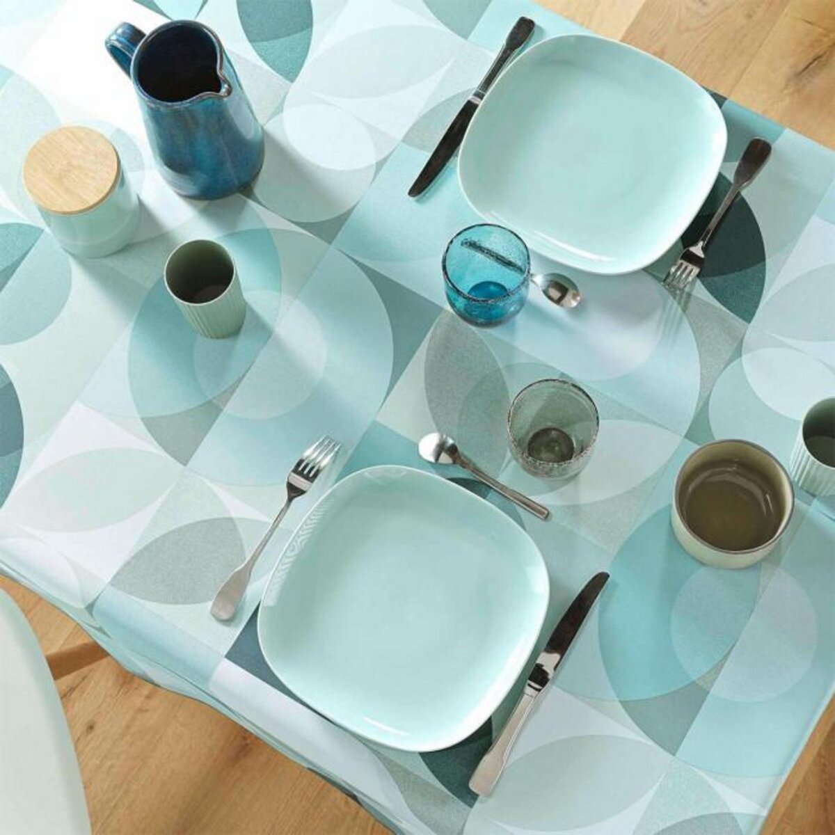 Paris Prix Nappe Antitache Imprimé  Tessouro  150x240cm Sauge